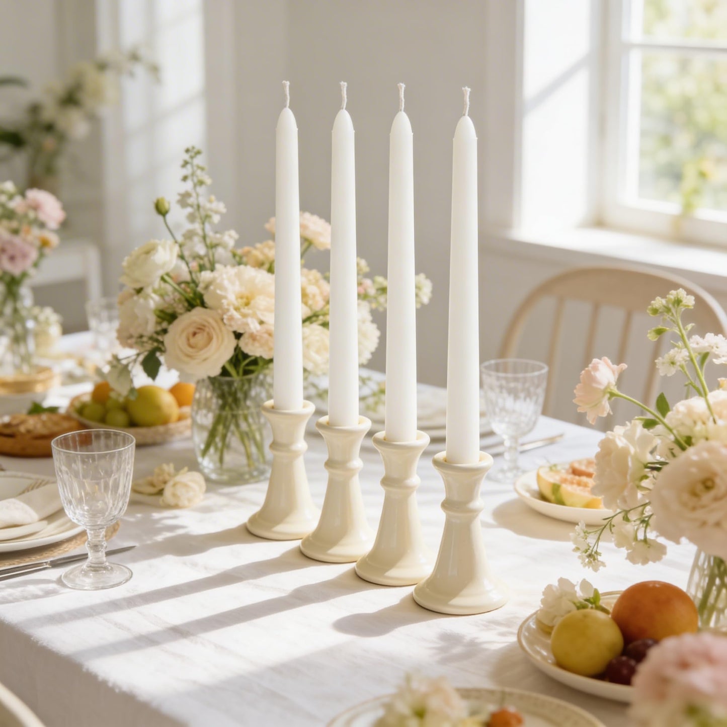 Viyffo Taper Candles, 10 Inch, 20 Pack, White – Unscented, Dripless & Smokeless Design, Up to 8-Hour Burn – Tall Candlesticks for Wedding, Dinner & Home Decor