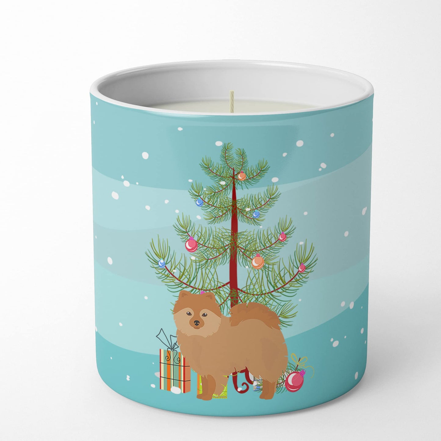 Caroline's Treasures CK3456CDL German Spitz Christmas Tree 10 oz Decorative Soy Candle Nature Soy Wax Essential Oil Home Decor Ideal for Bedroom Kitchen Bath Office Gift, 10 oz