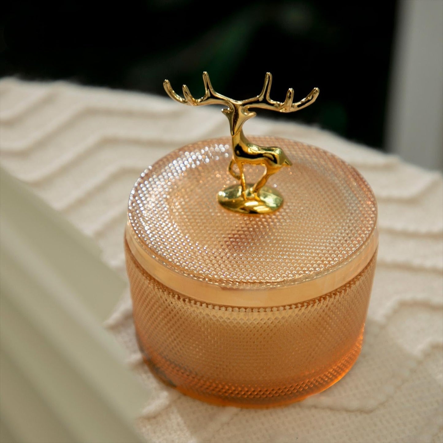 Pandachilla Aroma Candle Osmanthus Cute Deer Antlers Glass Container Aromatherapy Candle 12.35 Ounces Burn time 50h (Osmanthus)