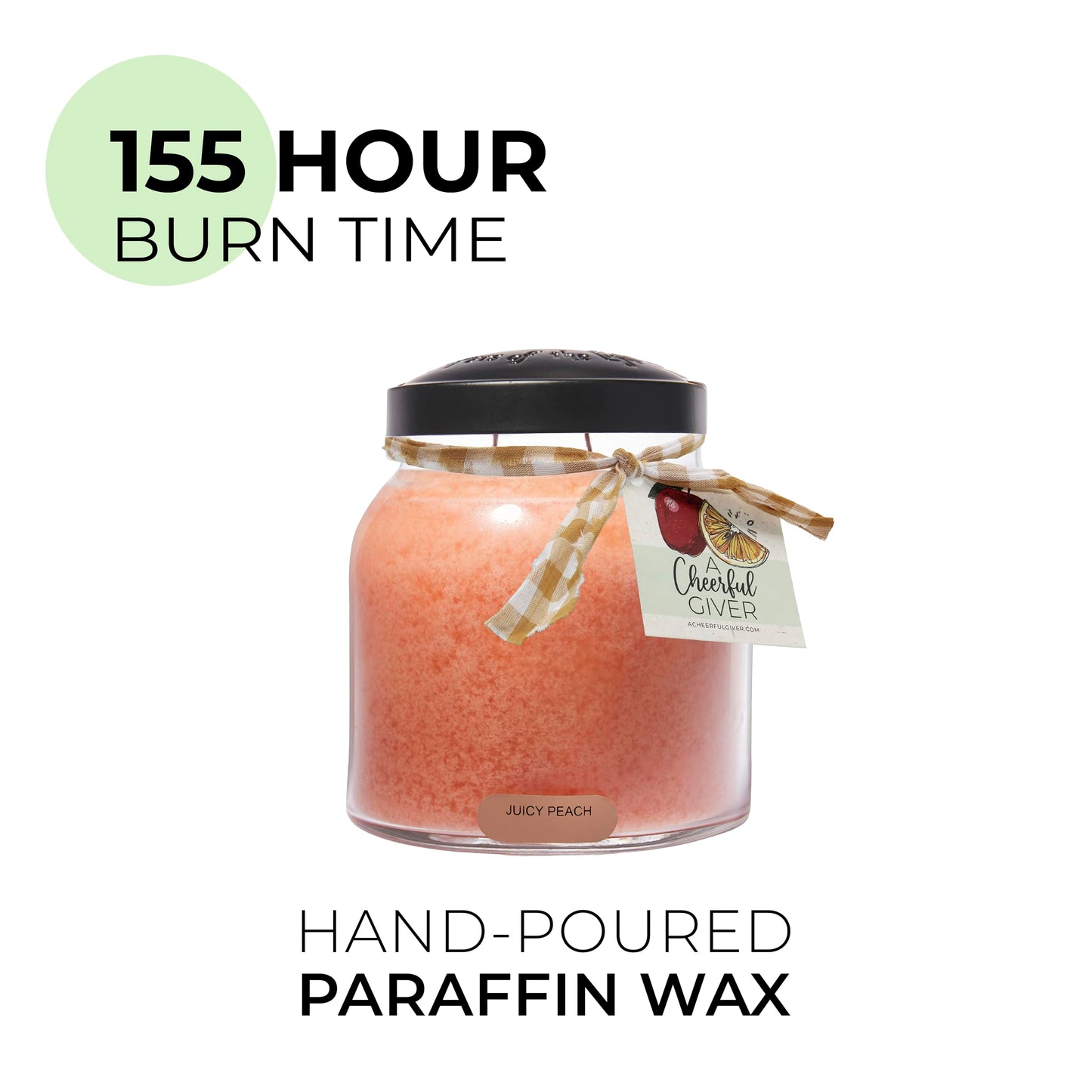 A Cheerful Giver - Juicy Peach Papa Scented Glass Jar Candle (34oz) with Lid & True to Life Fragrance Made in USA