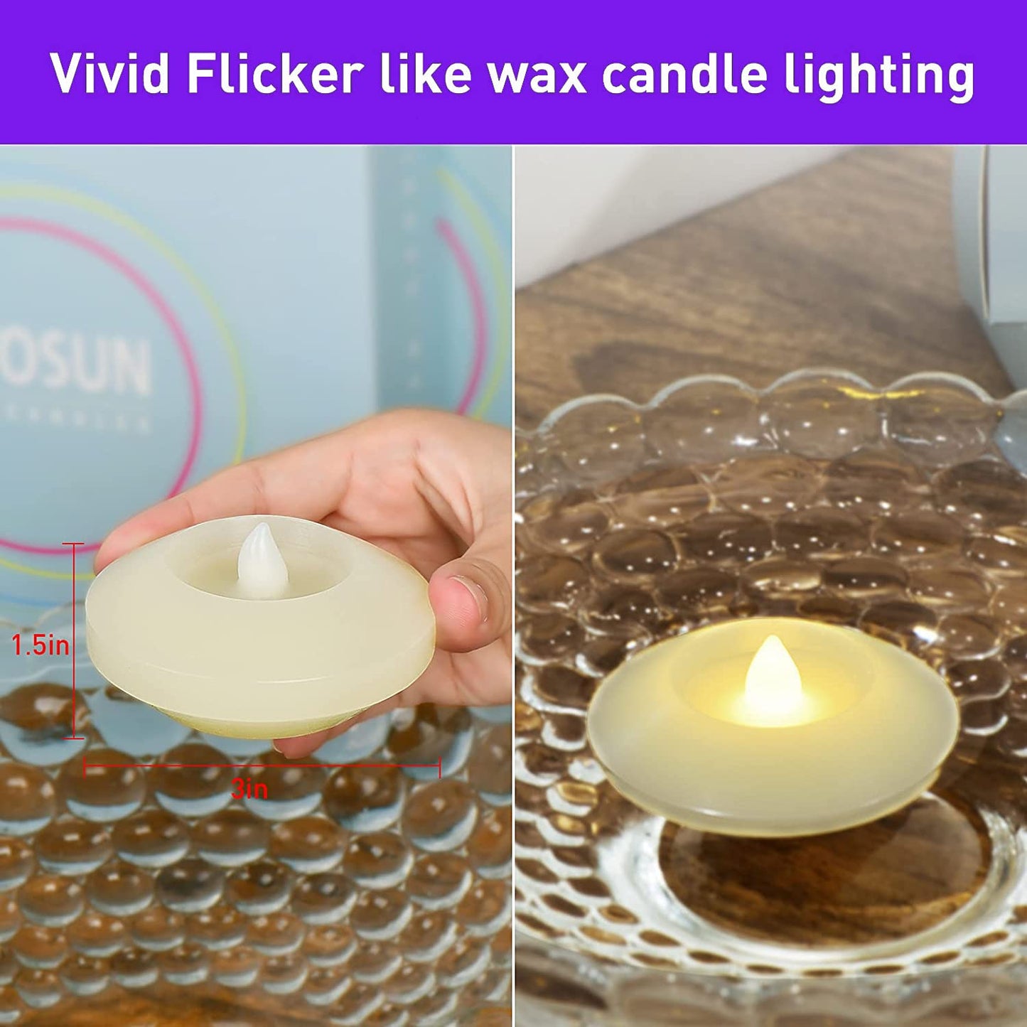 120+ Hours LED Floating Candles for Centerpieces – 12 Pack Warm White Flickering Tea Lights Battery Operated Waterproof Floating Flameless Candle Tealight for Wedding Party Pool & SPA Home Decorations