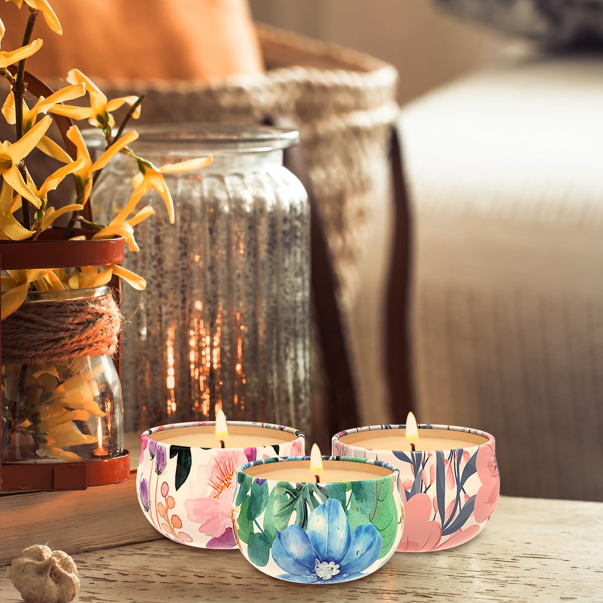 Scented Candles Gift Sets of 3, Stress Relief Candles for Home Scented, Natural Soy Wax Aromatherapy Candle, Burning Long Lasting Candles, Best Ideal for Gift, Baby Shower Prizes