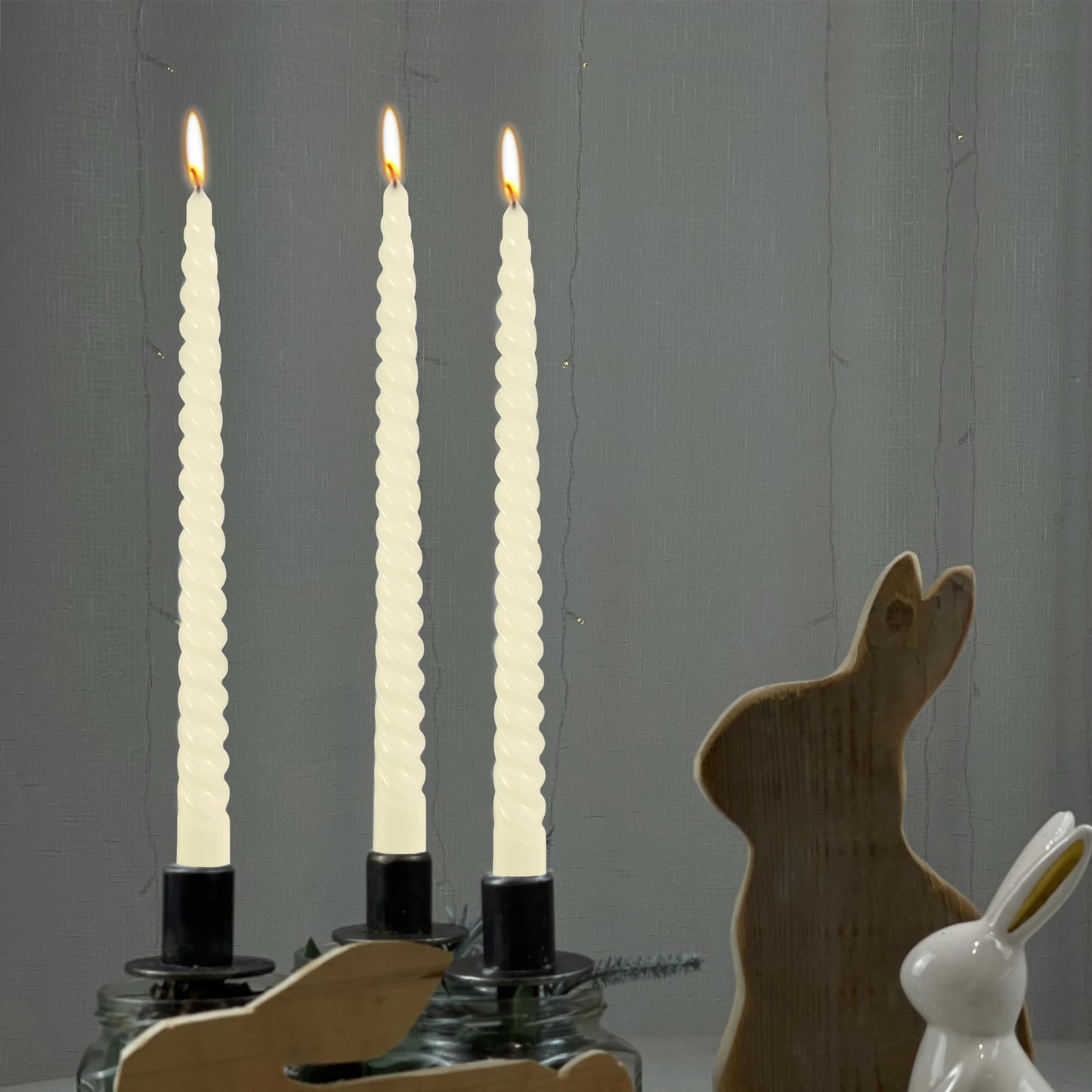 10 Inch 10Pack Ivory Spiral Taper Candle Set Long Buring Time Dripless Candlesticks for Dinner Parties Home Decoration Wedding and Shower