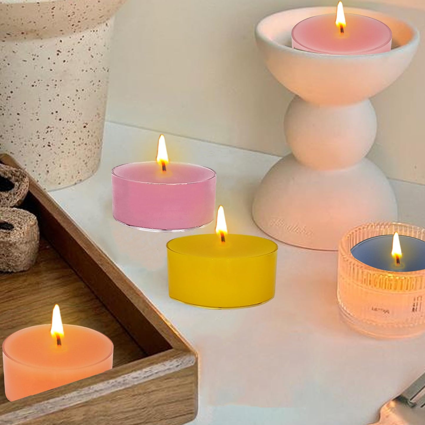 Scented Tea Candles 12 Pack Dark Color Tea Light Candles 4 Hour Clean Burning for Romantic Dinners Meditation Rooms Spa Nights Relaxation