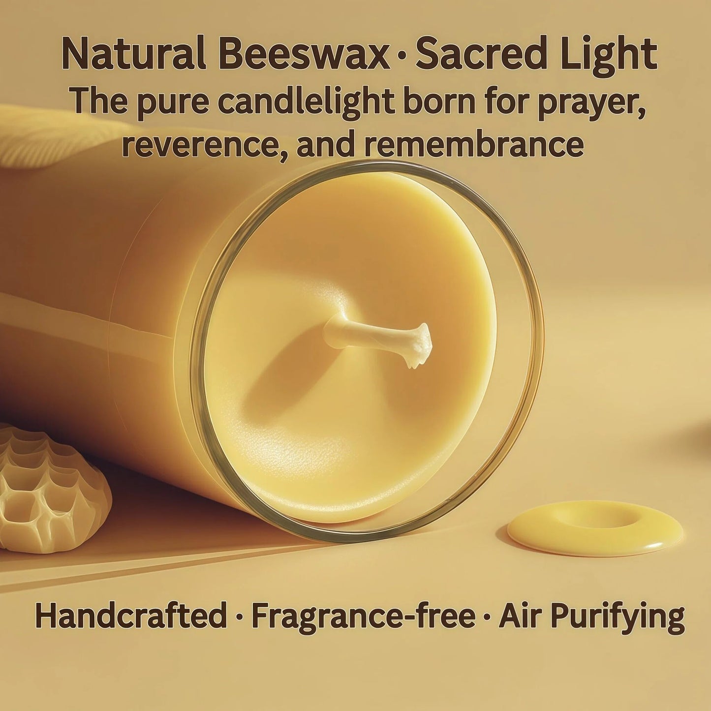 Virgen de Guadalupe Glass Beeswax Pillar Candle, 80-Hour Long Burning Smokeless Dripless Emergency Candle for Church, Prayer & Meditation, Christian Gifts for Women (Yellow, White)