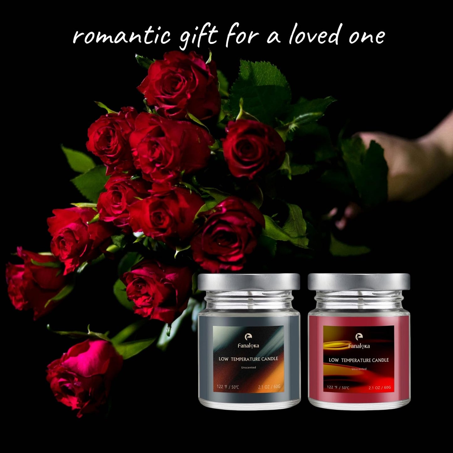 Low Temperature Candles Sets, Low Heat Body Safe Candles, Unscented, Black & Red (4.2 oz Variety Pack, 2 Pack)- FANALOKA