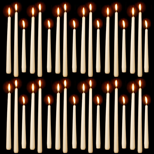 MTLEE Taper Candles 8/10/12 Multi Height Unscented Taper Candles 8 Burn Hours for Dinner Decorative Home Decoration Fall Thanksgiving Wedding Party Candlesticks(Beige,36)