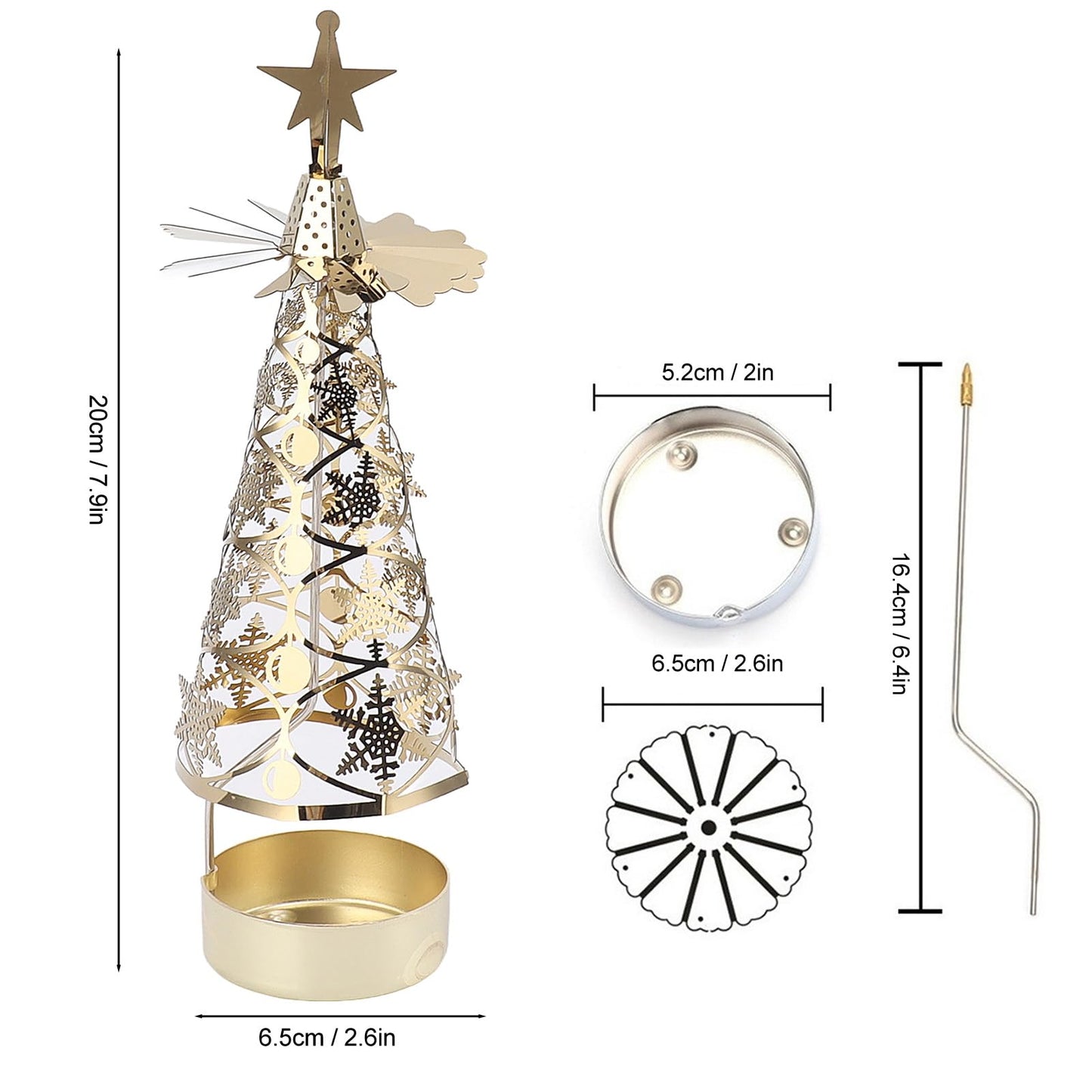 Fdit Candle Holder Christmas Candlestick Aromatherapy Gifts Carousel Creativity Romantic Set Holder Poster (Gold Snowflake)