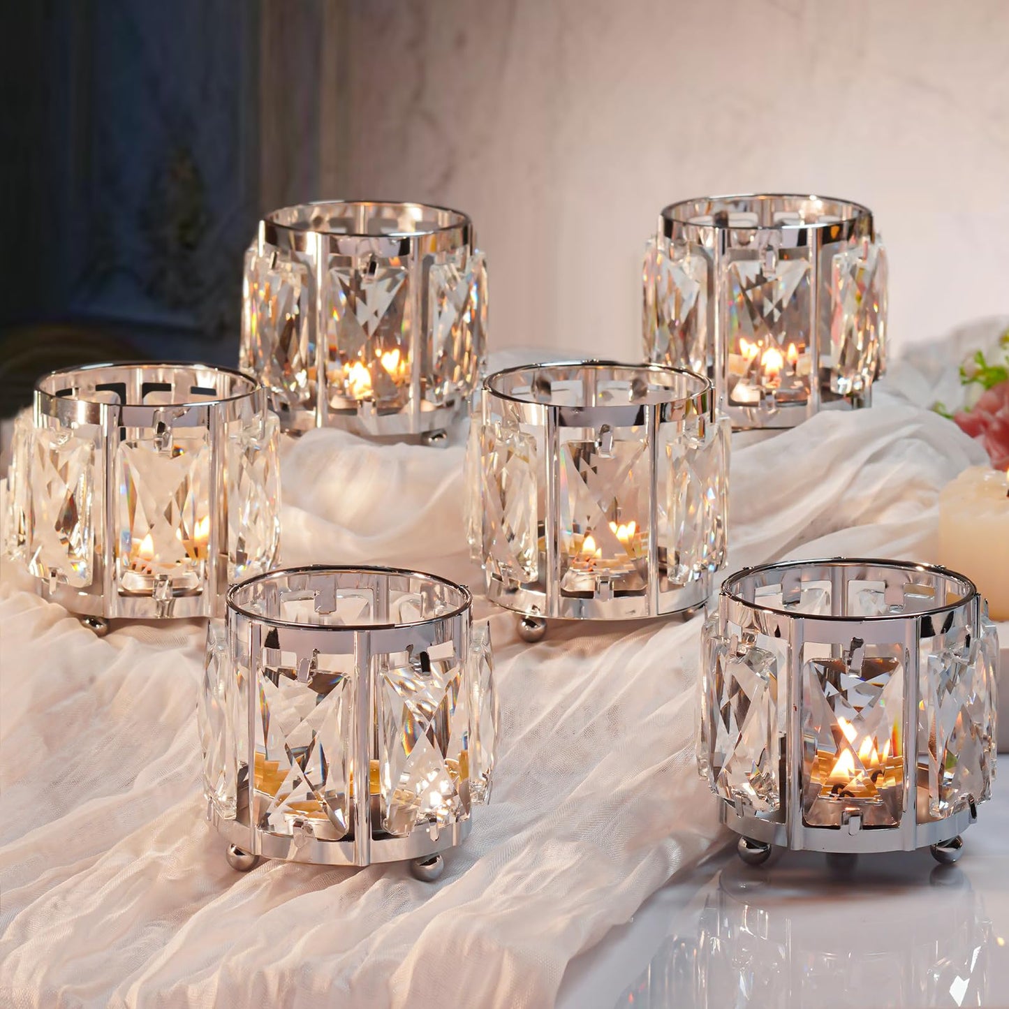 Votive Holder，Gorgeous Gift,Tabletop/Centerpiece Votive Holder (Silver 6)