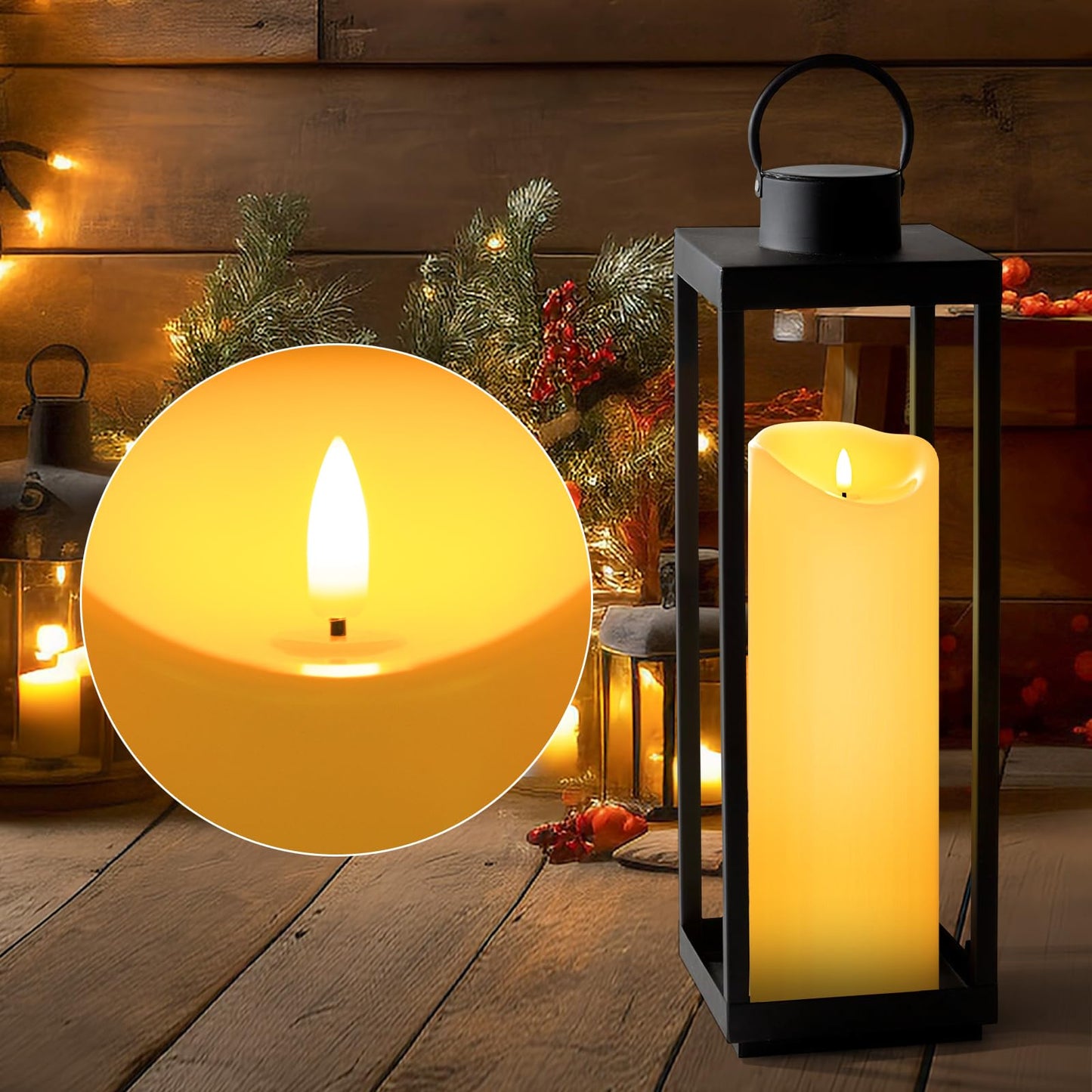Mingfuxin Outdoor Flameless Candles with Remote, 12" X 4" Waterproof LED Pillar Candles Battery Operated for Lartern Porch, Set of 2