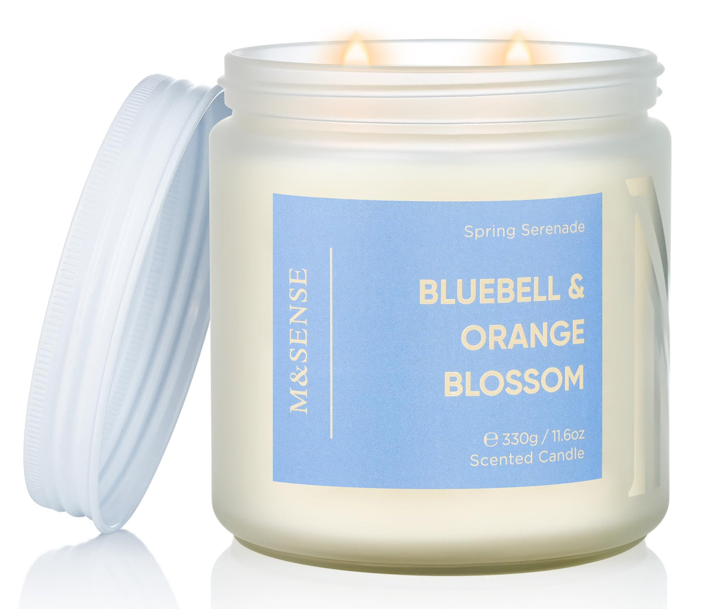 M&SENSE Bluebell Orange Blossom Scented Candle | 11.6oz Natural Soy Wax, 70-Hour Burn Time, Non-Toxic 2-Wick Candle for Home Refresh, Spring Decor & Self-Care Gifts