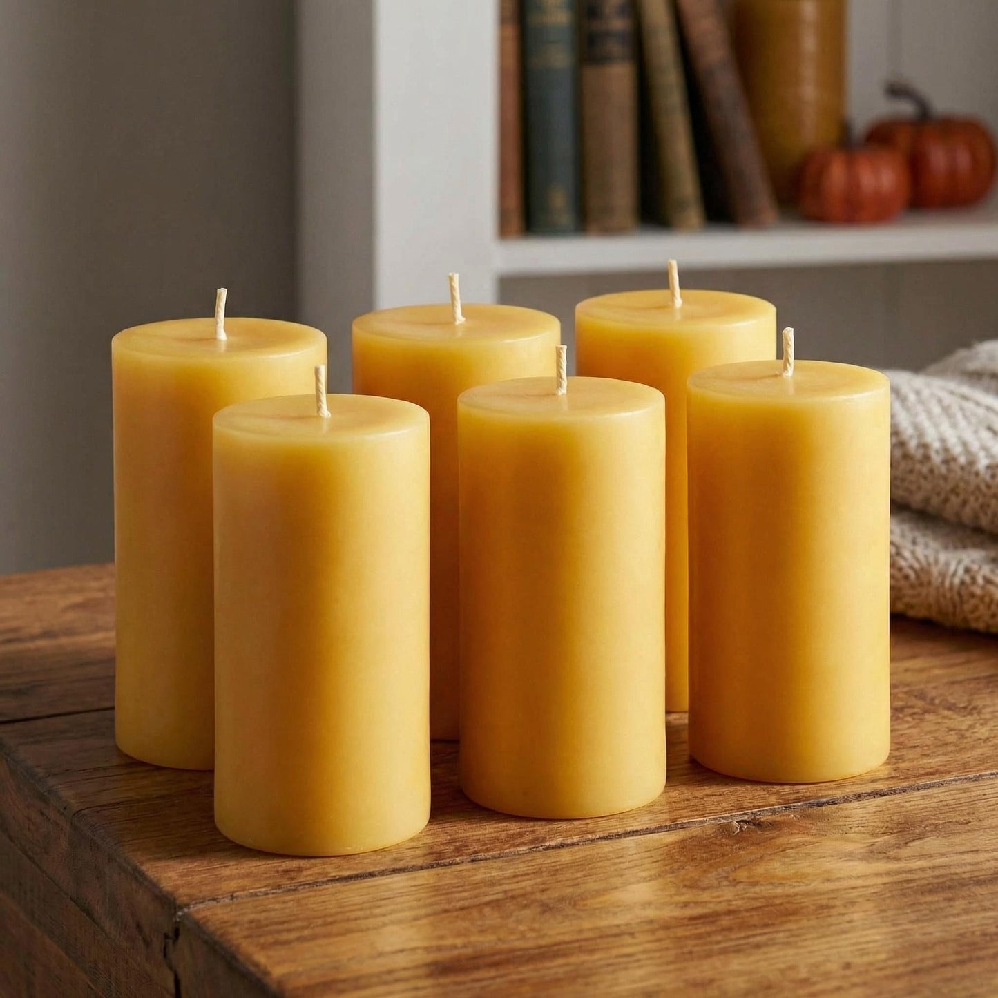 CYSEdge 6 Pack Natural Beeswax Pillar Candles,Pure Beeswax Candles-210 Hours Long Burning,Unscented Dripless Smokeless Organic Bees Wax Candles for Home,Emergency,Festival,Prayer,Parties-Bulk 2x4 inc