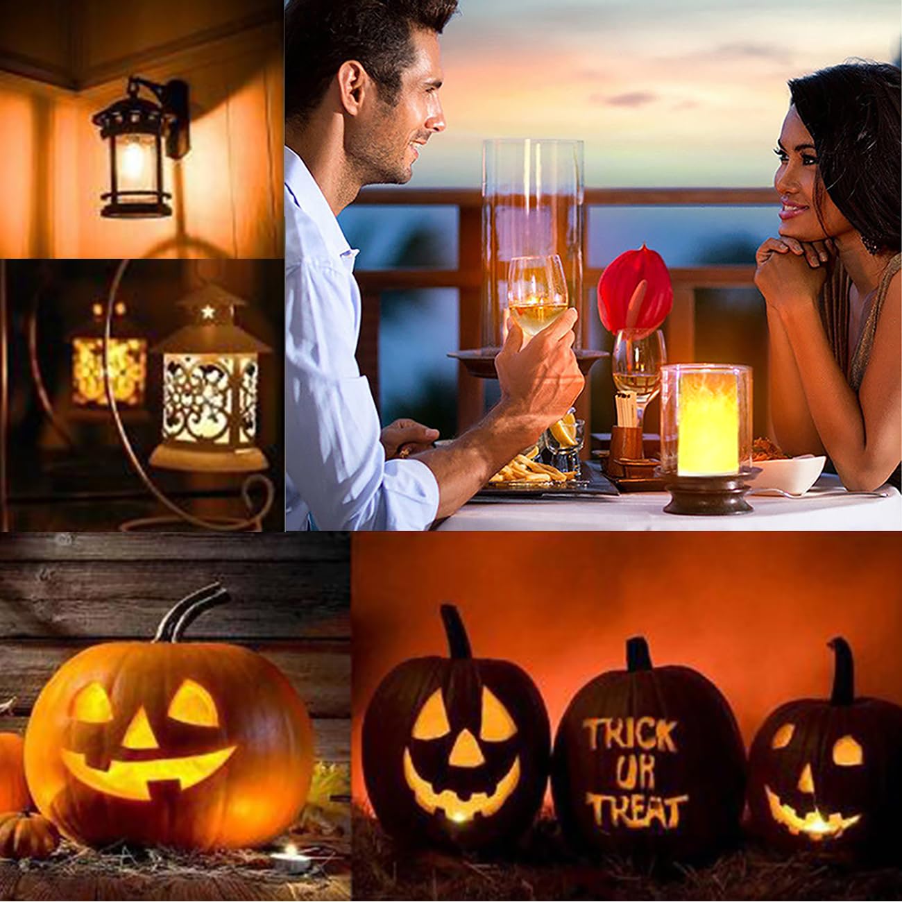 LOVUMMOR LED Flame Effect Light, Flame Lamp with Remote & Timer, USB Rechargeable 4 Modes Waterproof Fire Lights Campfire Fireplace Lantern, Flameless Candles for Home Garden Halloween Party Bar Décor