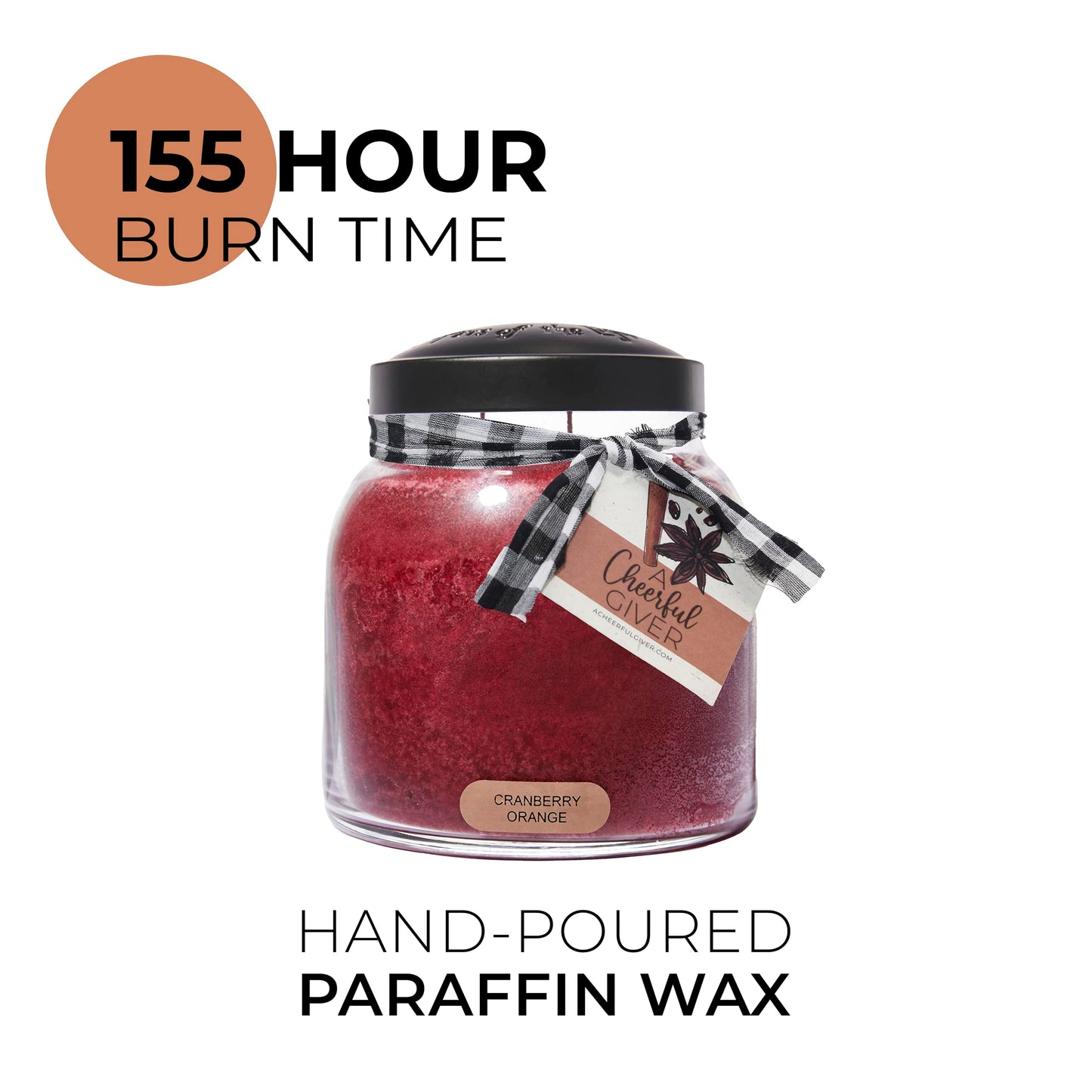 A Cheerful Giver - Cranberry Orange - 34oz Papa Scented Candle Jar with Lid - Keepers of the Light - 155 Hours of Burn Time, Gift for Women, Red