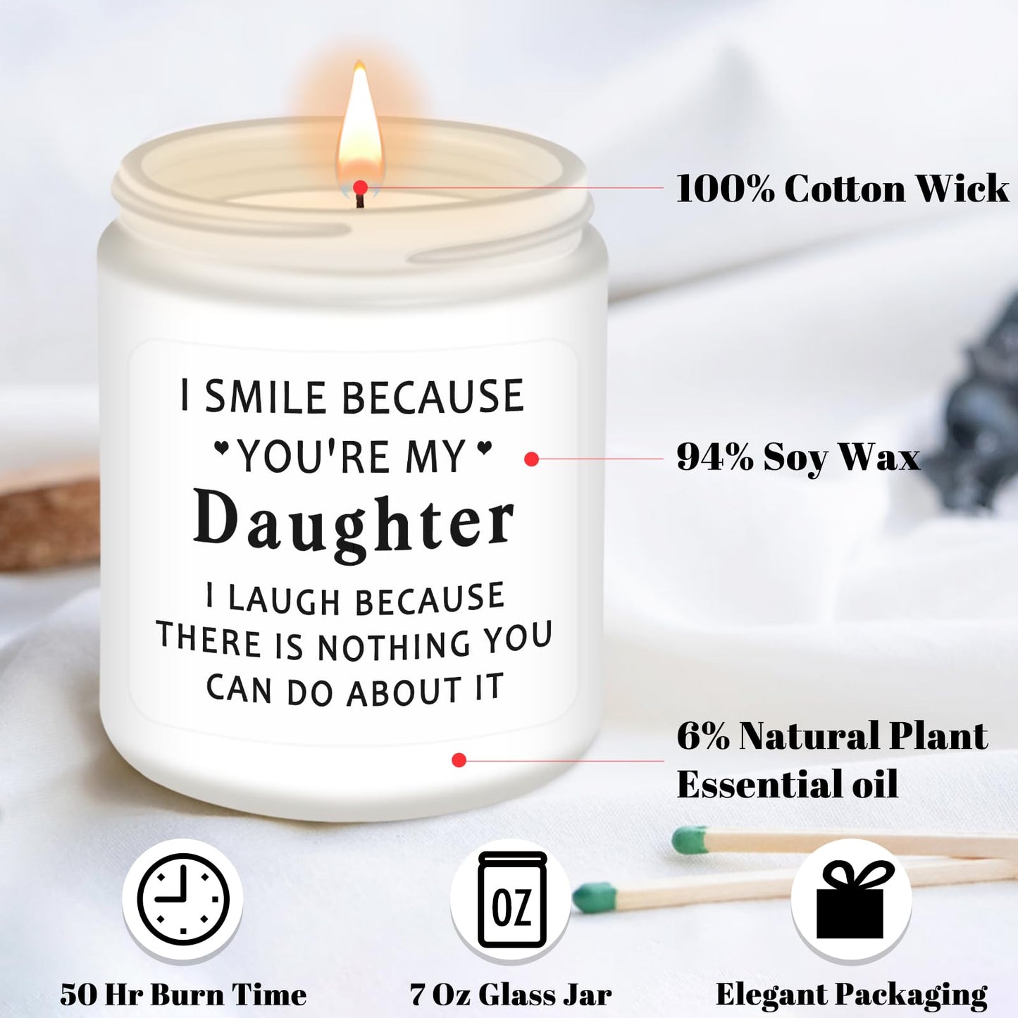 Homsolver Daughter Gifts from Mom Dad, Birthday Mothers Fathers Day Christmas Gift, You're My Daughter Scented Candle