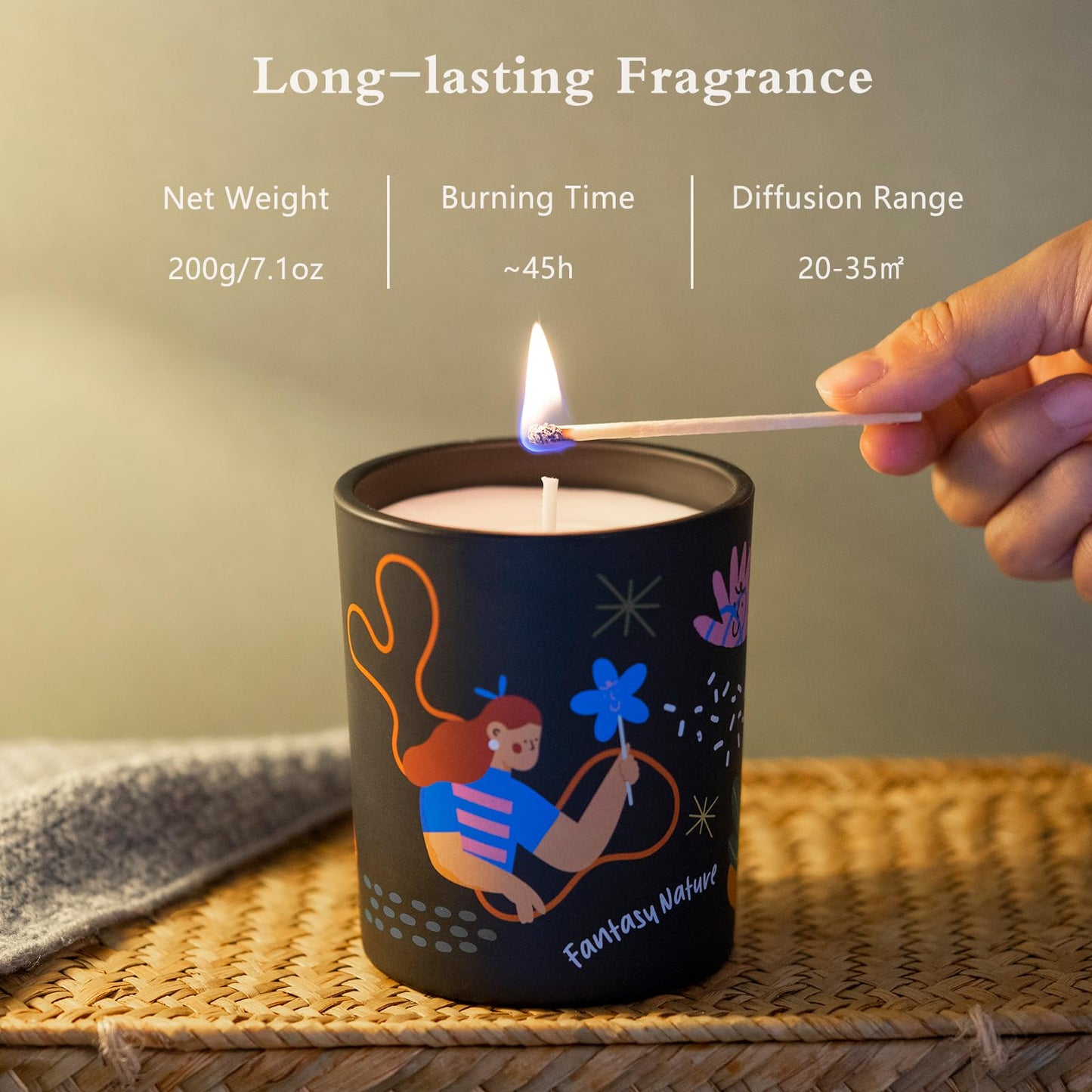 Lamron Moroccan Mint Tea Scented Candle - Cute Aesthetic Home Decor, 7.1oz Coconut Soy Wax, Strong Refreshing Aromatherapy for Stress Relief, 45H Burn Time Gift
