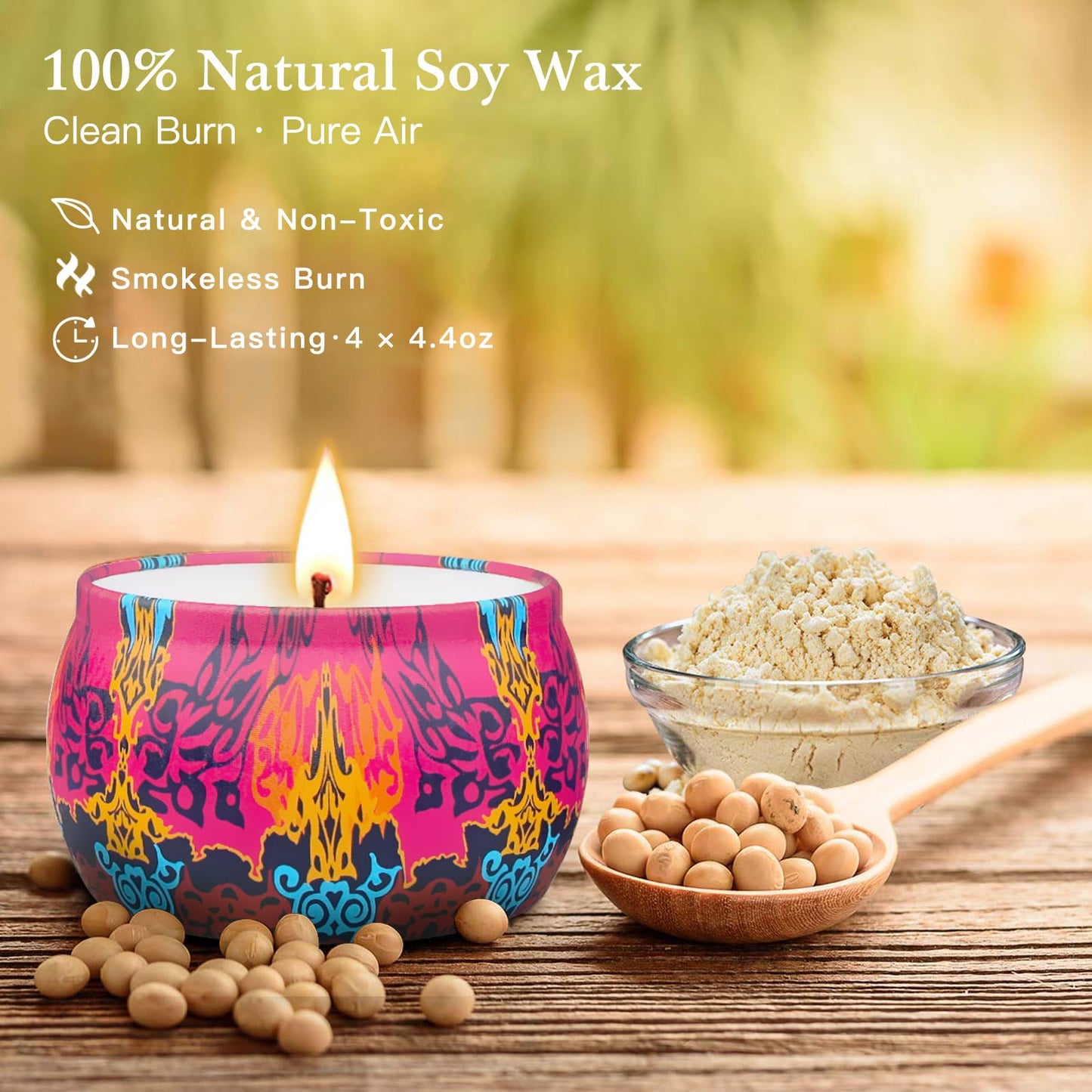 YINUO Scented Candle Gift Set for Women, 4 Pack Long-Lasting Scented Soy Wax Candles with Lavender, Fig, Lemon & Spring, Aromatherapy Candle for Relaxing, Gifts for Women, Mom & Home Décor