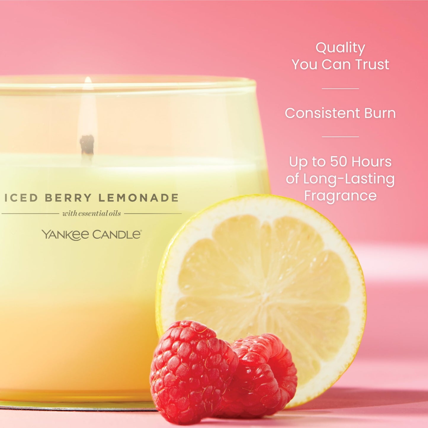 Yankee Candle Studio Scented Candle, Single Wick Jar Candle for Home Fragrance, Premium Plant Wax Blend, Long Lasting Burn, Iced Berry Lemonade (Pack of 1)