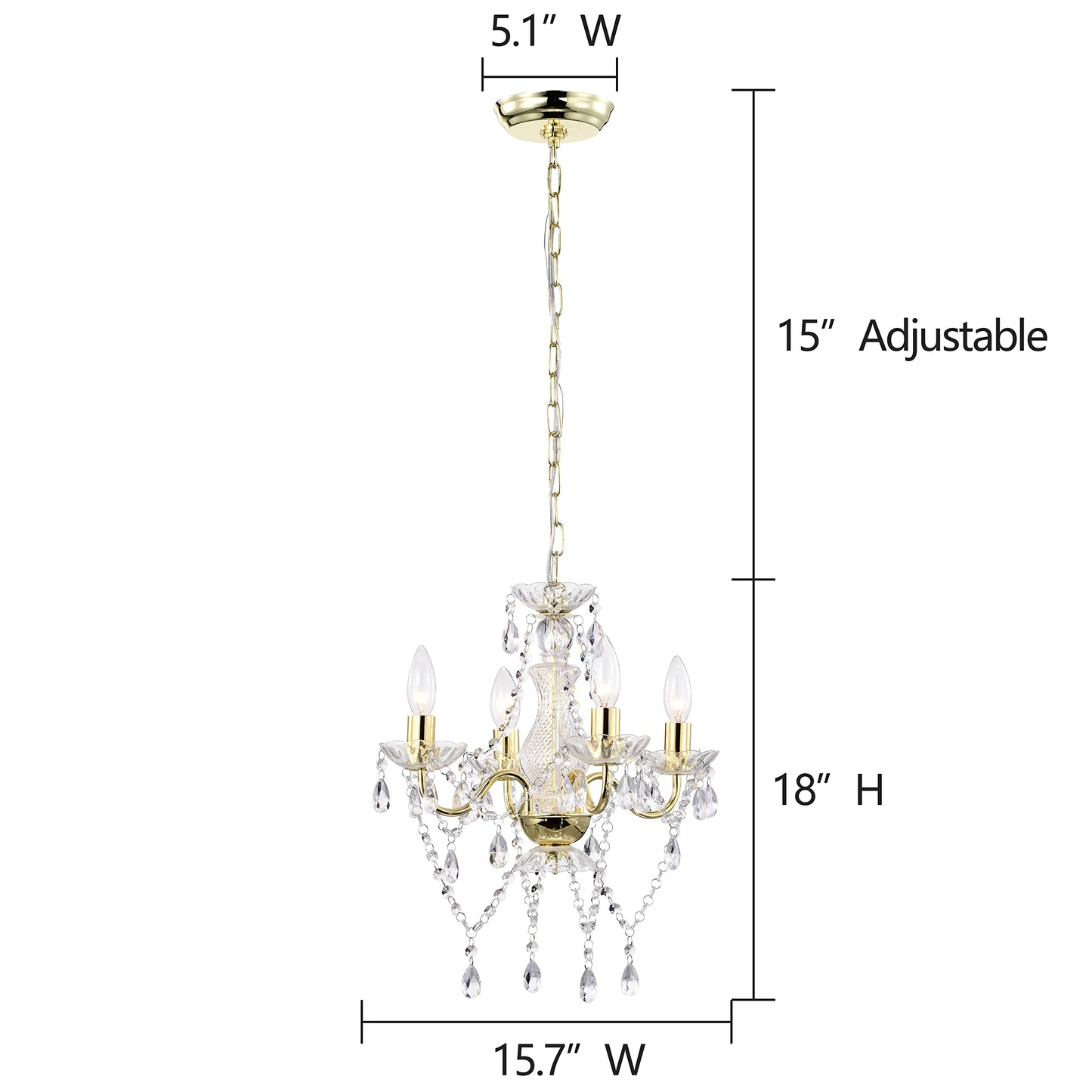 LaLuLa Antique Gold Chandelier Mini Crystal Chandelier Lighting 4 Light Small Modern Chandelier for Dining Room