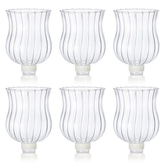 AceOrbit 6 Pack 3.94" Tall Candle Holder Glass Votive Holders with Peg Silicone Bases Glass Candle Cups for Tealights, LED Candles Religious Ceremonies for Weddings Home Church Holiday Decor (Vintage)