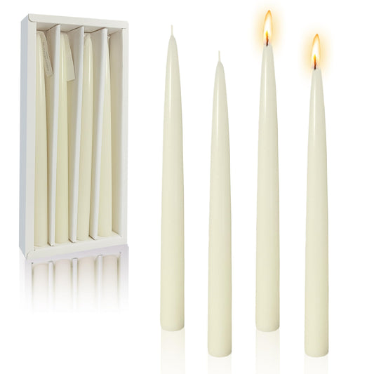 Jasmine Scented Taper Candles Creamy Long Candlesticks, 10 Inch Scent Candle Smokeless Colored Candle for Home Dinner Wedding Festival Party Decoration, 4PCS
