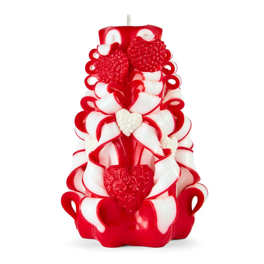 Handmade Carved Candle - Surprise Gift For Her - Decor Birthday Halloween Thanksgiving Christmas - Spiritual Living Room Home Decor Candles - Unique Engagement Wedding Idea - Red White - Ordagio…