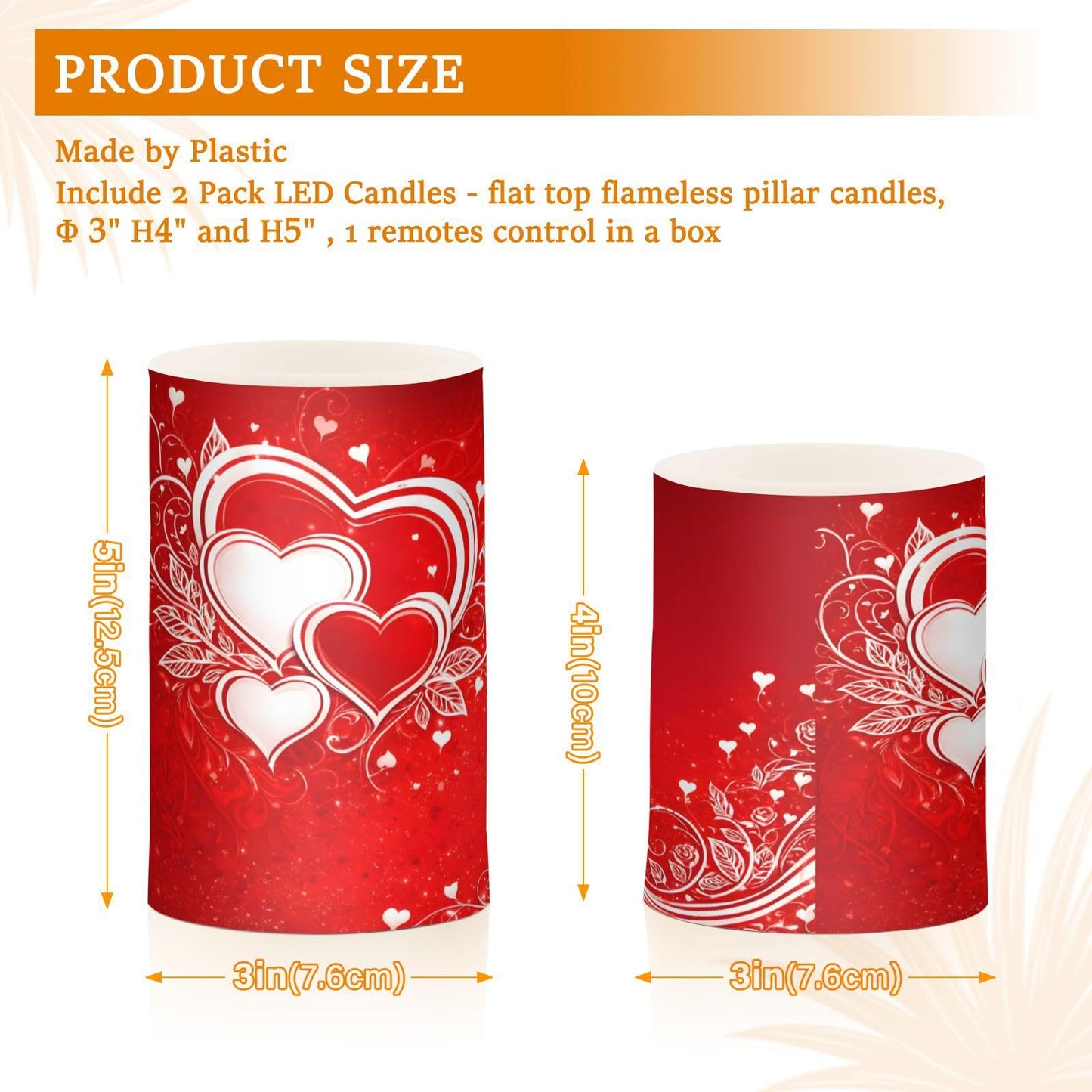 ALAZA Line Love Valentines Day Flickering Flameless Candles Pillar Led Candles Battery Operated Candles with Remote and Timers Set of 2