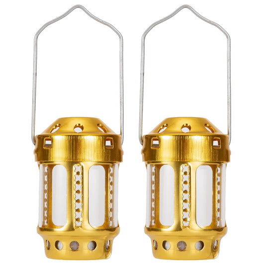 Portable Candle Lantern, Night Fishing Hanging Camping Aluminium Alloy Candle Lamp for Indoor Outdoor Paritie Weddings Vintage Style Hanging Lantern (2PCS Gold)
