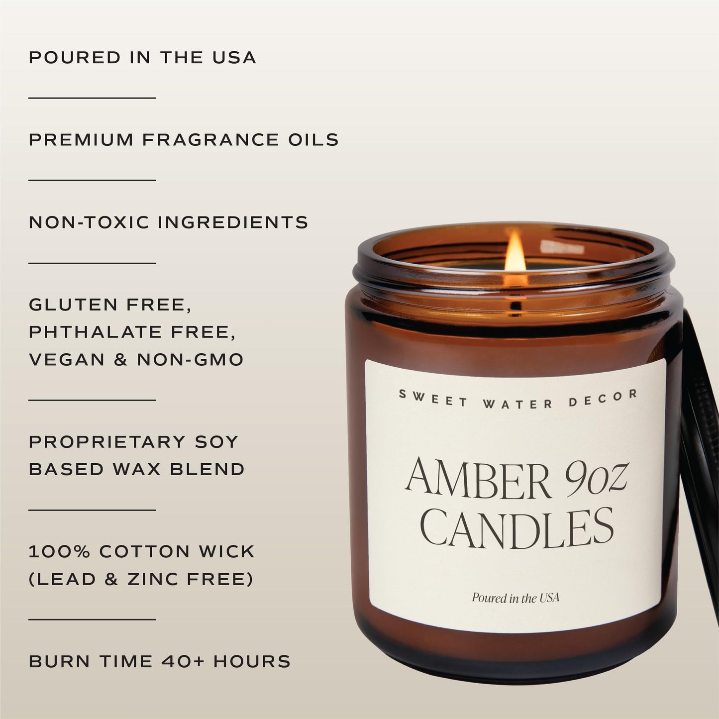 Sweet Water Decor Farmhouse Soy Candle - Apple, Orange, Pumpkin and Clove Scented Fall Candles for Home - 9oz Amber Jar + Black Lid, 40+ Hour Burn Time, Made in the USA