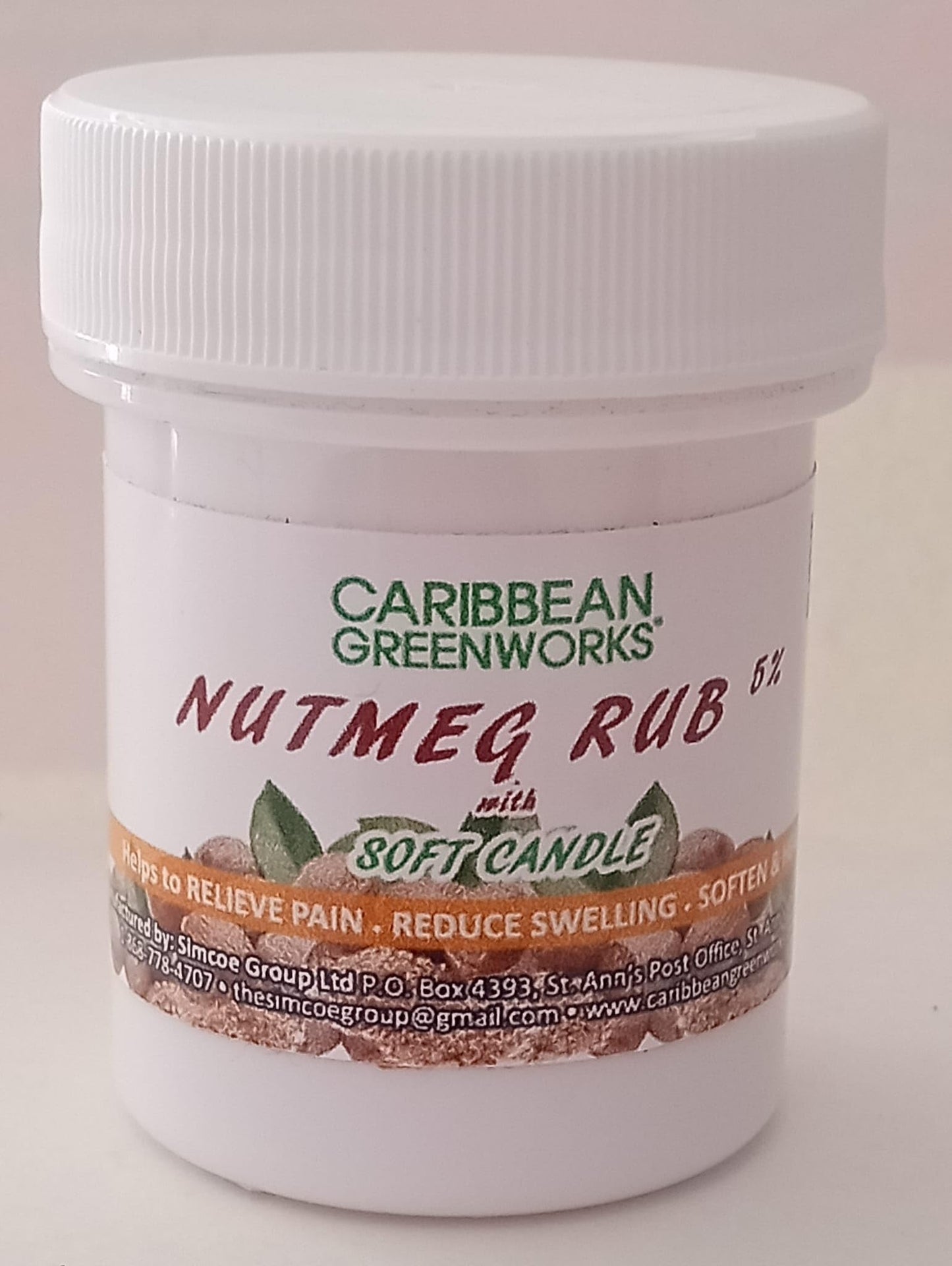 Caribbean Greenworks Soft Candle Grease with Nutmeg, White Candle