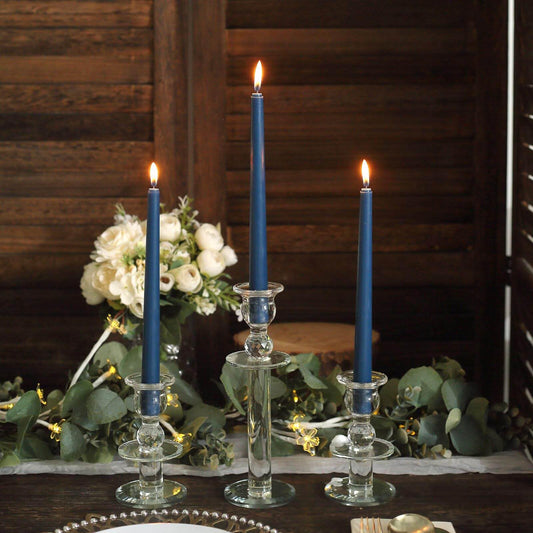 Tableclothsfactory 10" Tall Premium Quality Dripless Unscented Navy Blue Taper Candles Wedding Dinner Candles for Wedding Decoration Set of 12