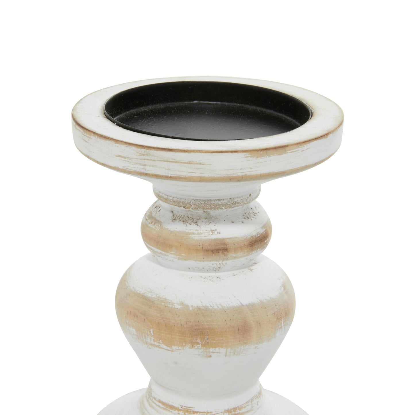 Deco 79 Wood Decorative Candle Holder Turned Style Candle Stand, Set of 3 Candlestick Holder 8", 6", 4"H, White