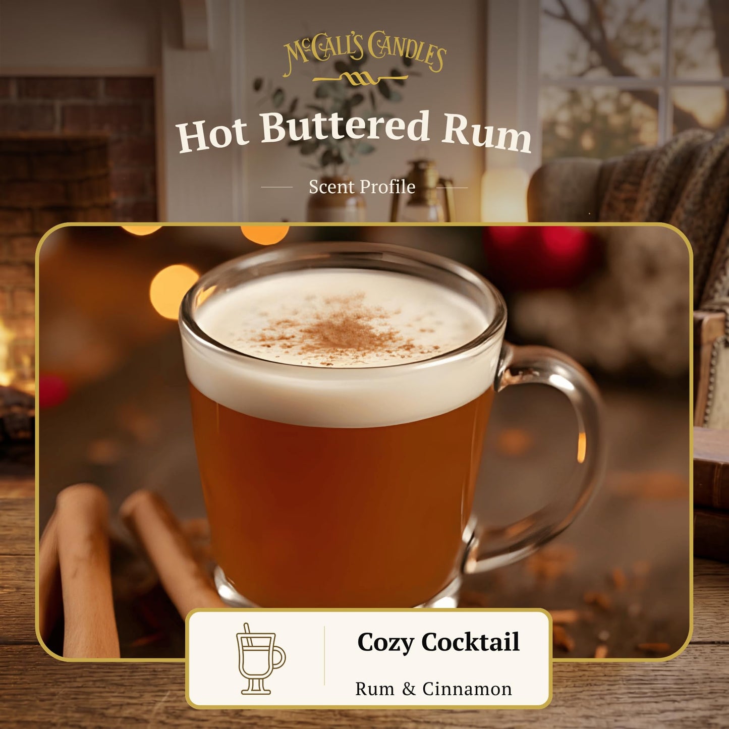 McCall’s Candles | Hot Buttered Rum | 16 oz Scented Candle | USA-Poured | Vintage Rustic Jar with Carrying Handle | Warm Buttery Spiced Fragrance