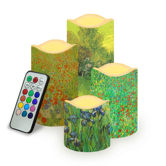 Ystardream Plastic Moving Flickering LED Candles with Remote Color Changing & Timer, 4 Packs Won't Melt Candles for Room Decor Accessories for Christmas Halloween