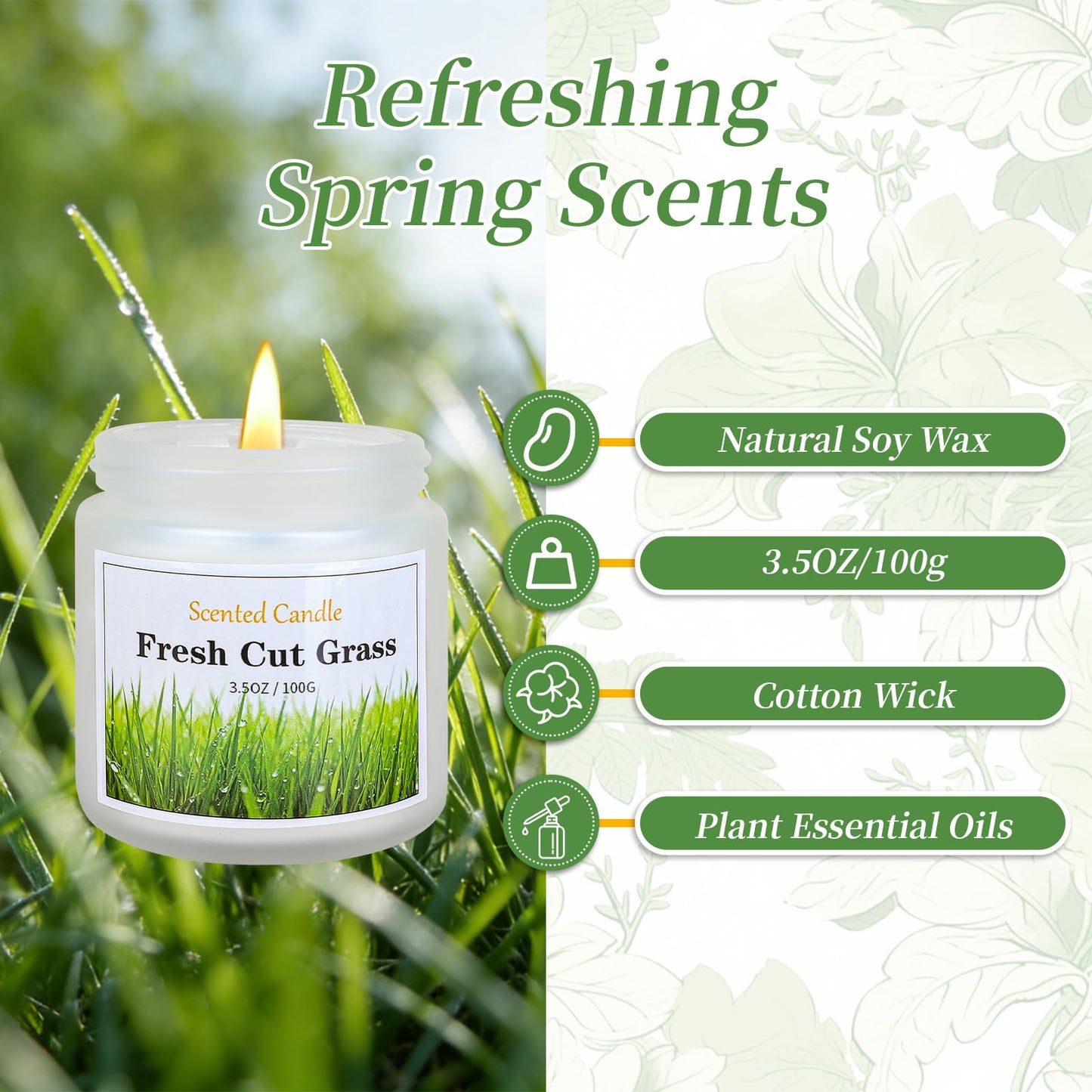 Spring Summer Scented Candles, 6 Pack Soy Wax Candles for Home Scented, 21 oz Aromatherapy Candle Gift Set for Women & Men, Freesia/Rose/After Rain/Gardenia/Fresh Cut Grass/Ocean Breeze