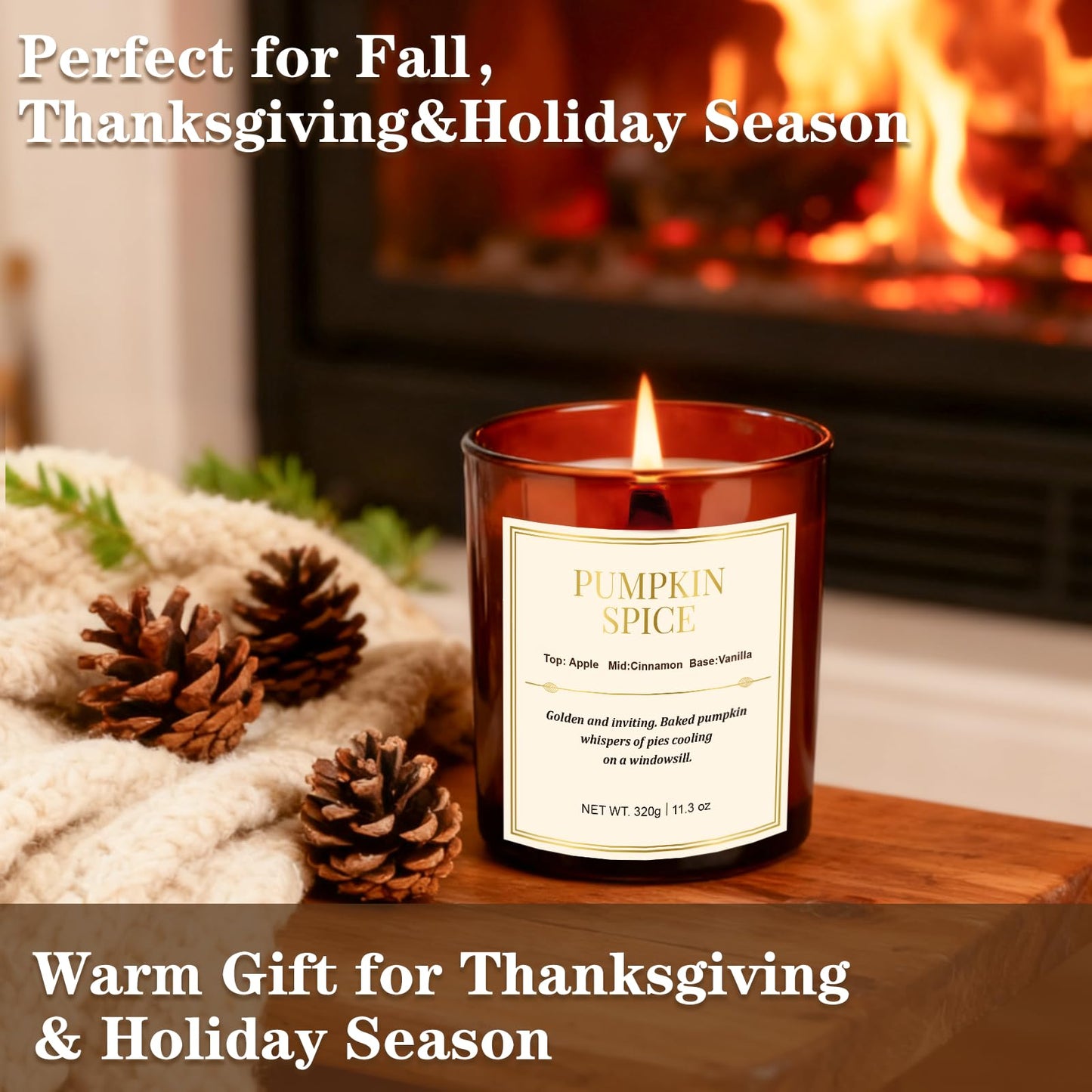 Scented Candles for Home,2 Pack Wood Wick Pumpkin Spice Scented Candles,22.6 oz Natural Soy Wax Candles with Gift Box,Long Lasting Candles for Home Decor,Gifts for Women