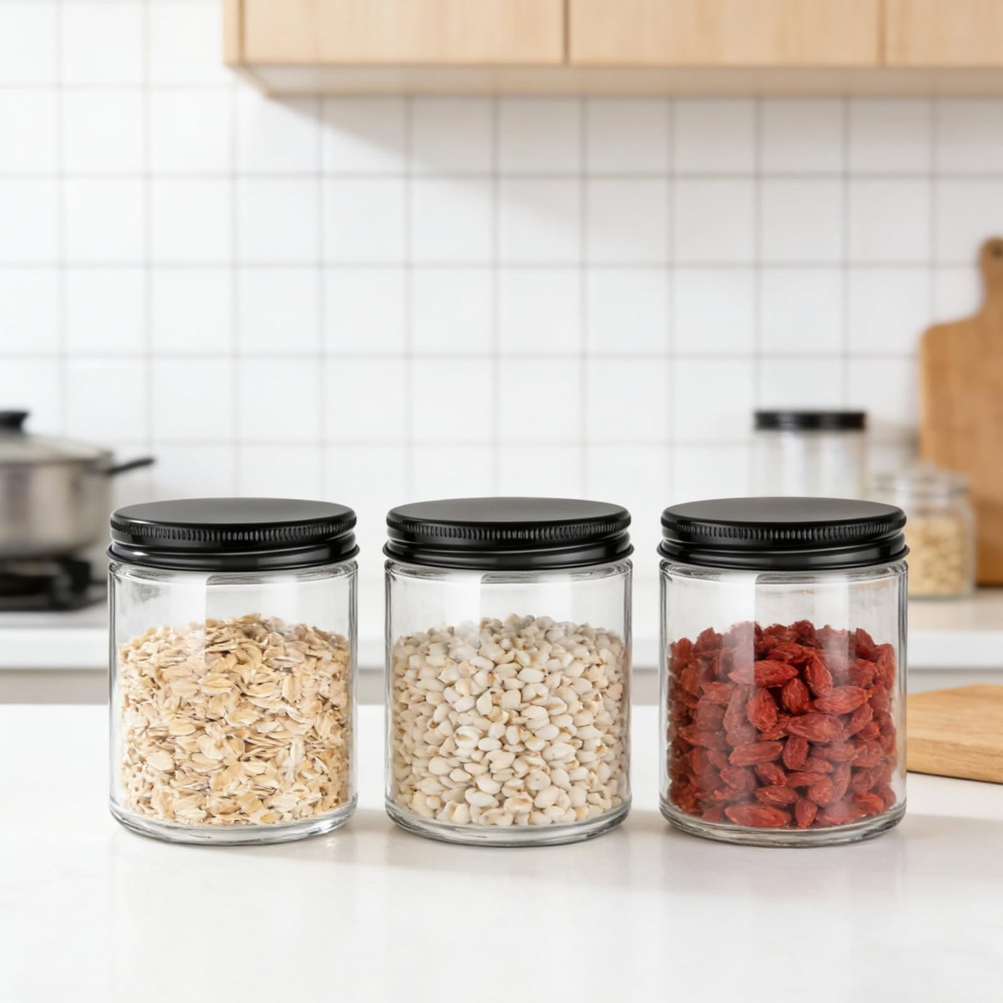 Bumobum 24 Pack 8 oz Glass Candle Jars for Making Candle, Thick Clear Glass Jars with Metal Lids, Bulk Empty Small Food Storage Containers for Spice, Powder, Lotions – Leak-Proof