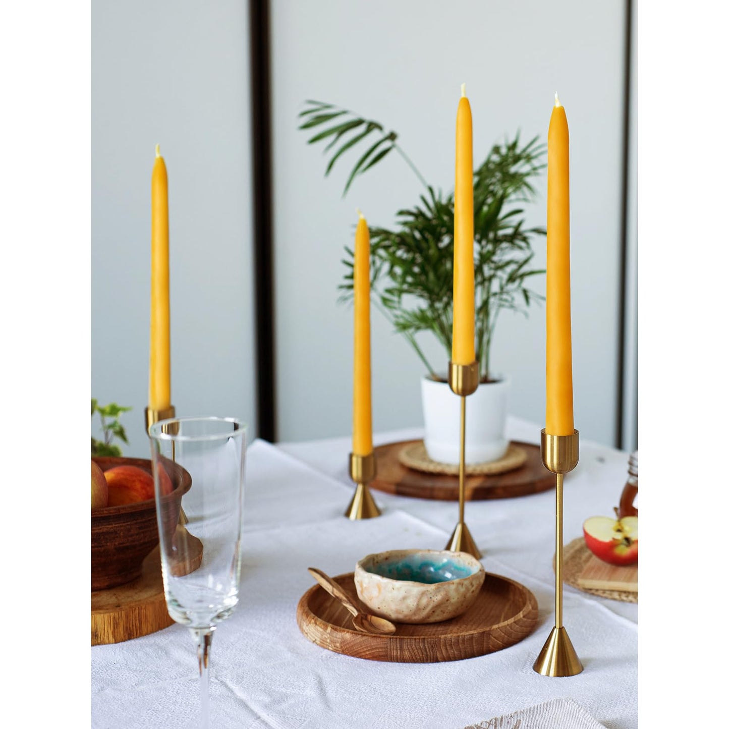 CANDWAX 10 inch Beeswax Taper Candles Set of 4 - Non Toxic and 100% Pure Beeswax Candles Ideal for Dinner - Dripless Handmade Bees Wax Burning Time 9.5 Hours