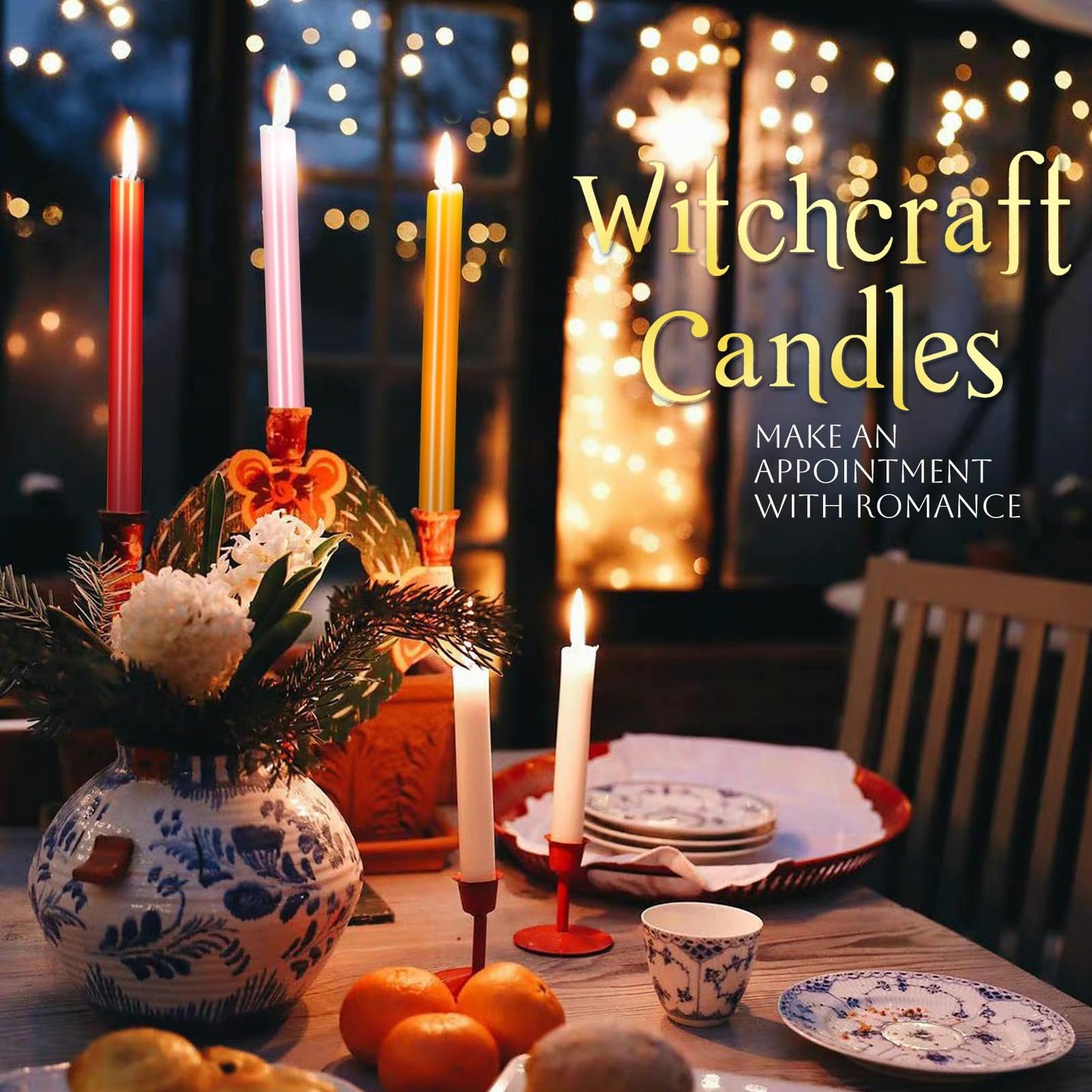 Likejarcand 24 pcs Colored Candle Chime,Spell Candles Unscented Colored Candles Mini Taper,16cm-6.5Inch Tall 0.4 Inch Diameter, Candle Holder Rituals, Prayer, Meditation (24, 16cm)