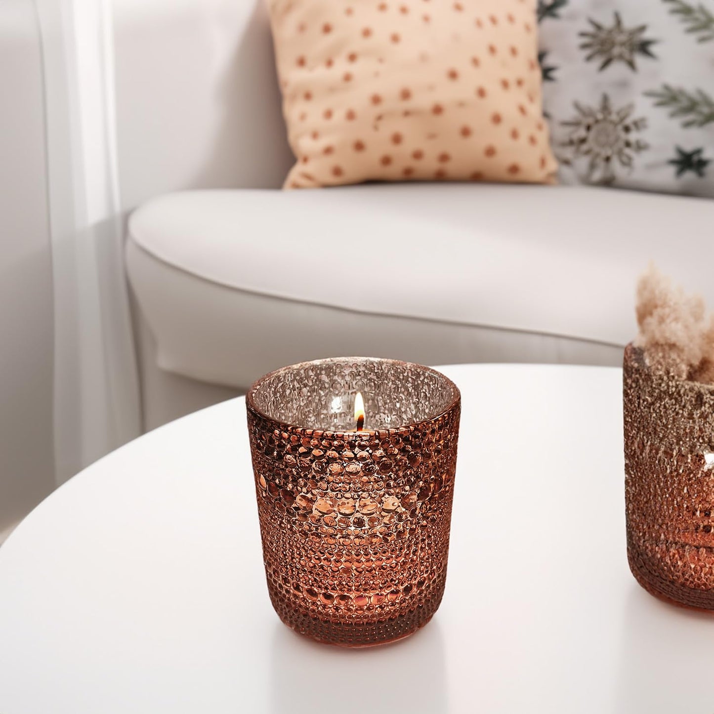 WGV Rustic Dark Pink Trendy Pearly Votive Candle Holder 2.7" x 3.15"H, Mercury Bubbly Bead Textured Glass Tealight Candleholder, Home Accent Décor, 1 Pc