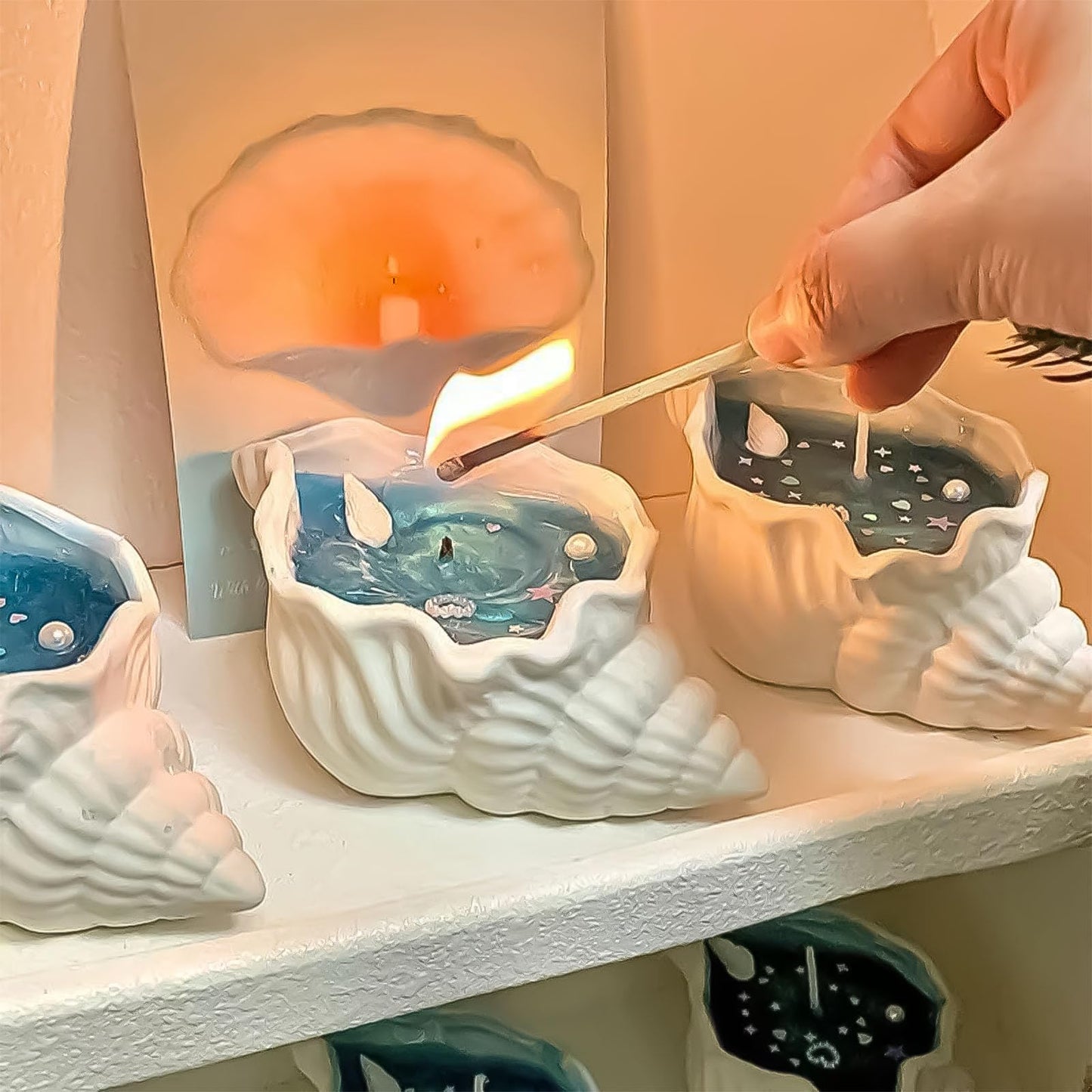4 Pack Scented Candles for Home Small Candles Candles Gifts Sets for Women Men Birthday Thanksgiving Christmas Valentine's Mother's Day (Light Blue &Orange) (Light Blue&Blue)