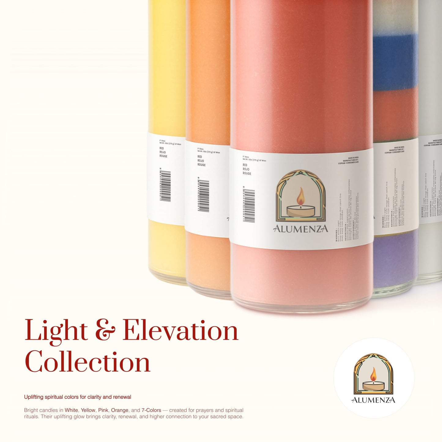 Alumenza 6 Pack Sagrado Corazón de Jesús Candle in Glass Jar 90 Hours – Paraffin Wax, Clean Burning Unscented | Large & Tall Devotional Prayer Pillar Candles for Home, Memorial, Rituals