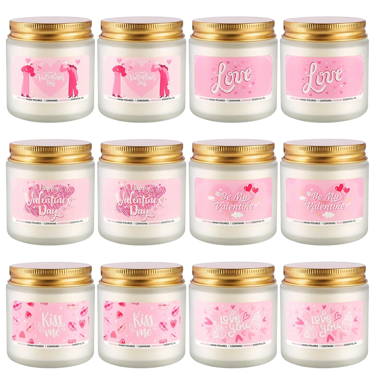 Set of 12 Valentines Scented Candles -3.5oz Romantic Candle Gifts,Wife, Girlfriend,Wedding Day,Anniversary, Long Lasting Soy Candles