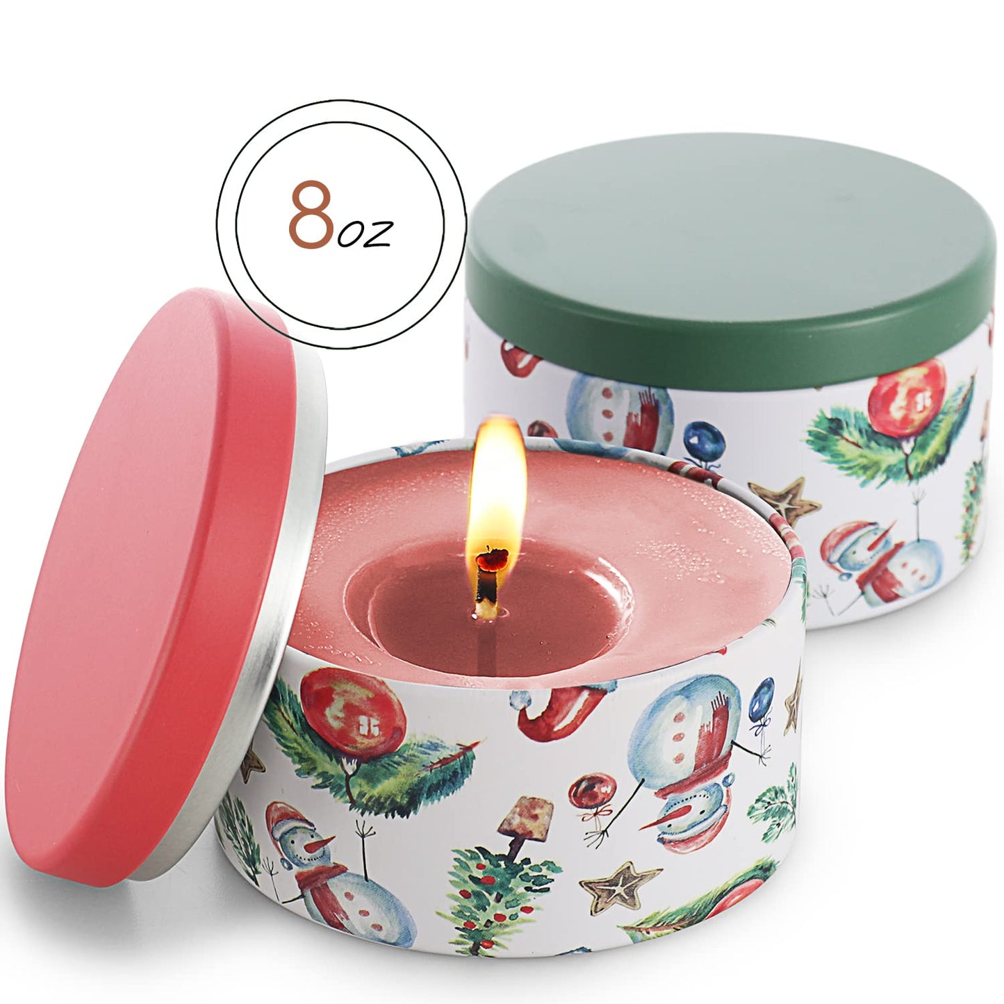 Hearth & Harbor Tin Candle Jars for Making Candles - DIY Candle Containers with Lids - Metal Candle Jars - Bulk Tins Storage for Candle - (24 Pieces) - (8 Ounces) - Solid Christmas