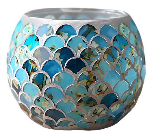 Maimeili Vintage Mosaic Glass Romantic Stained Votive Scented Candle Holder Base Tealight Candles Elegant Home Table Decor(NO Candles) for Wedding Party Christmas Church
