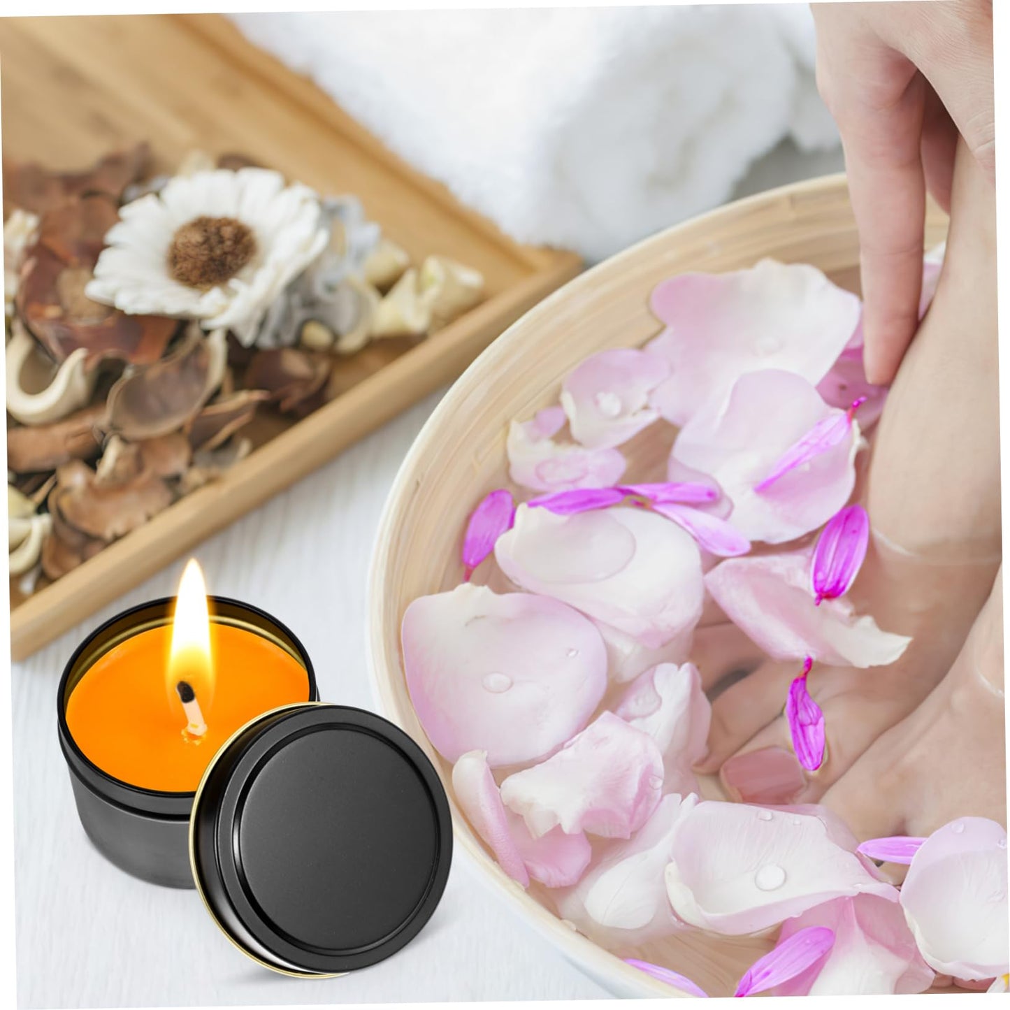 HAKIDZEL 4pcs Metal Can Candle Jars Aromatherapy Candle Holder Diy Tealight Tins