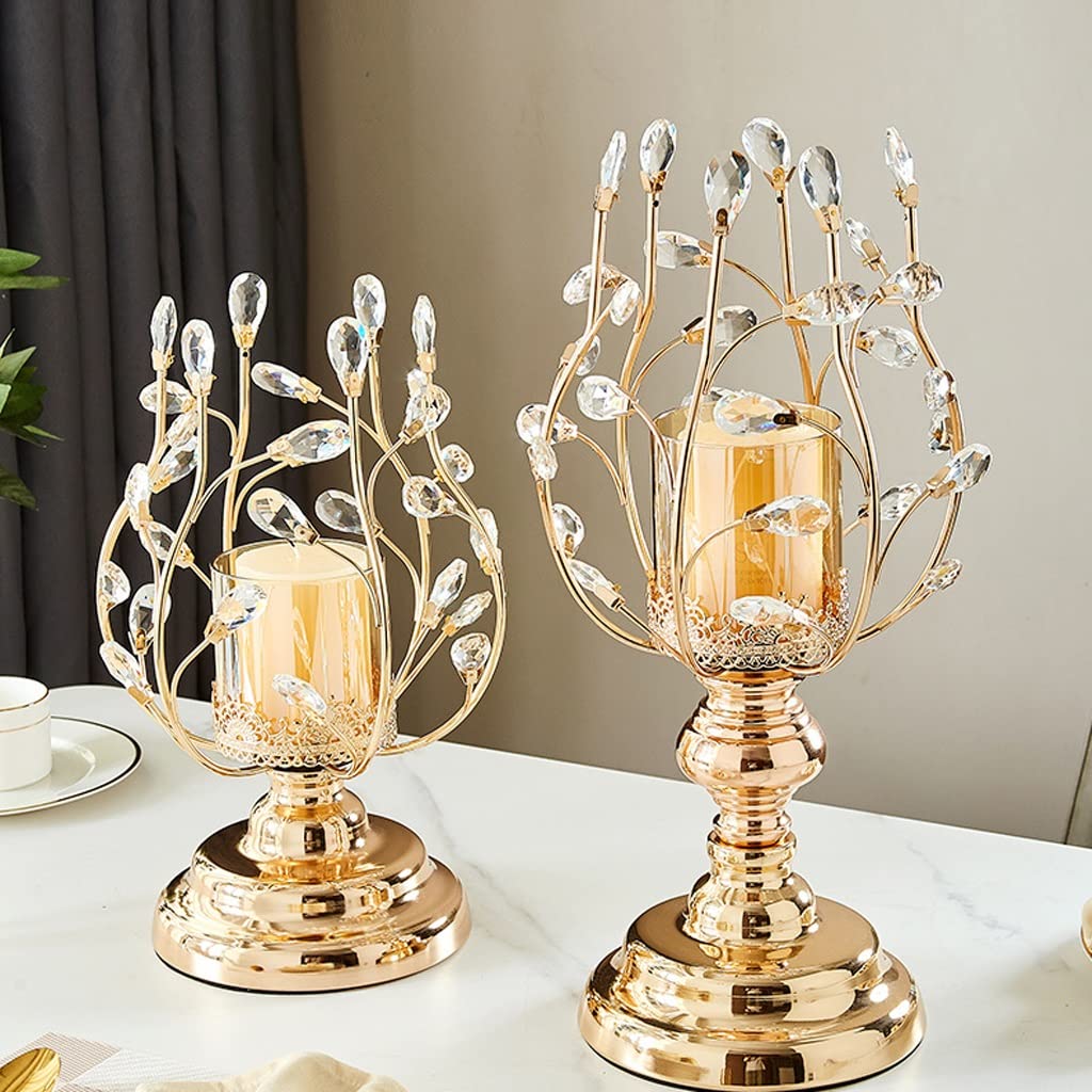 UNNS Candlestick Holder Nordic Crystal Glass Candle Holder Hollow Candle Holder Ornament Suitable for Dinner Living Room Kitchen Dining Room Candle Holders (Size : Small)