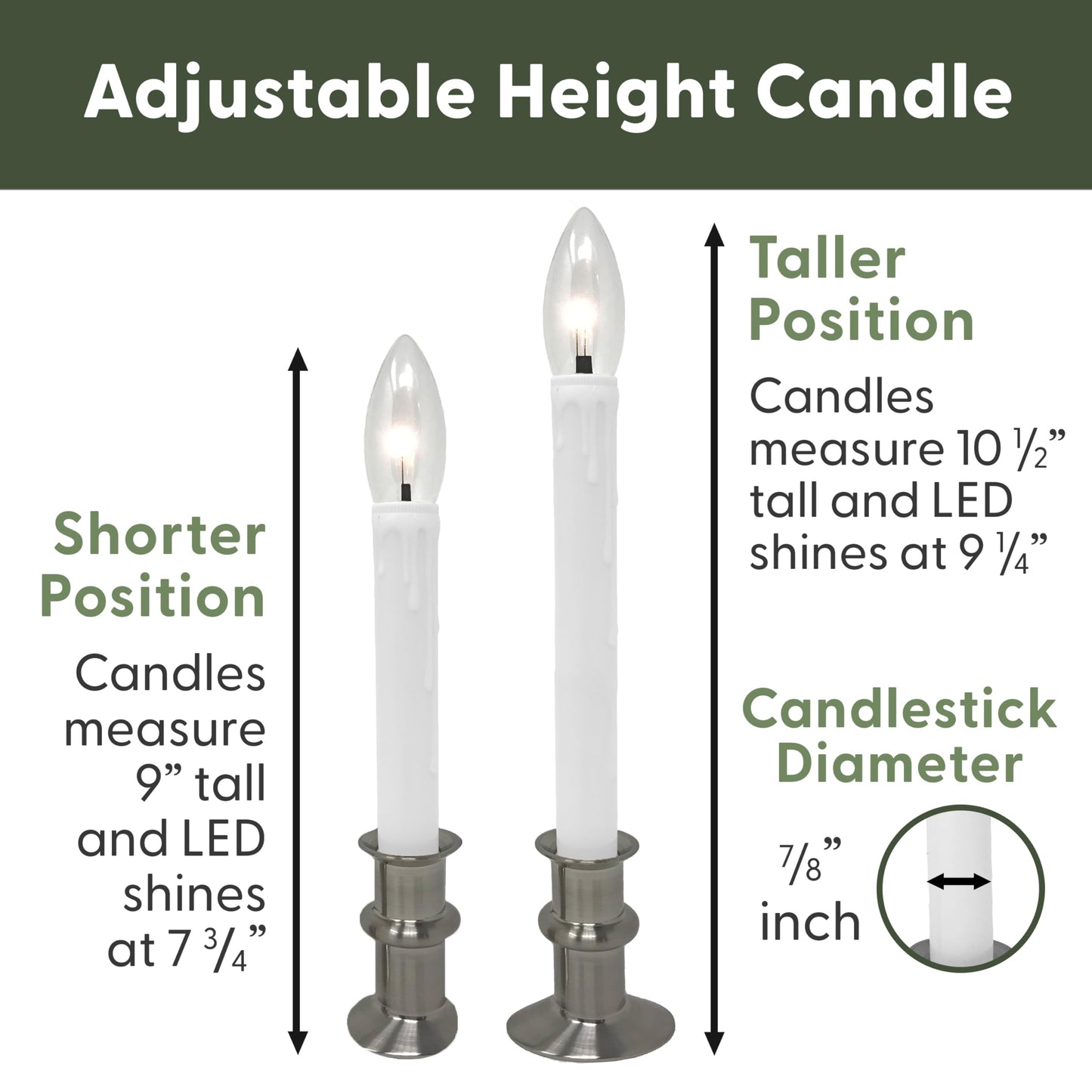 612 Vermont Ultra-Bright LED Window Candles with Timer, Remote Control, Twinkle/Steady LED Light, Battery Operated, Slim Metal Base, VT-9167-R4-BNW (Pack of 4, Brushed Nickel)