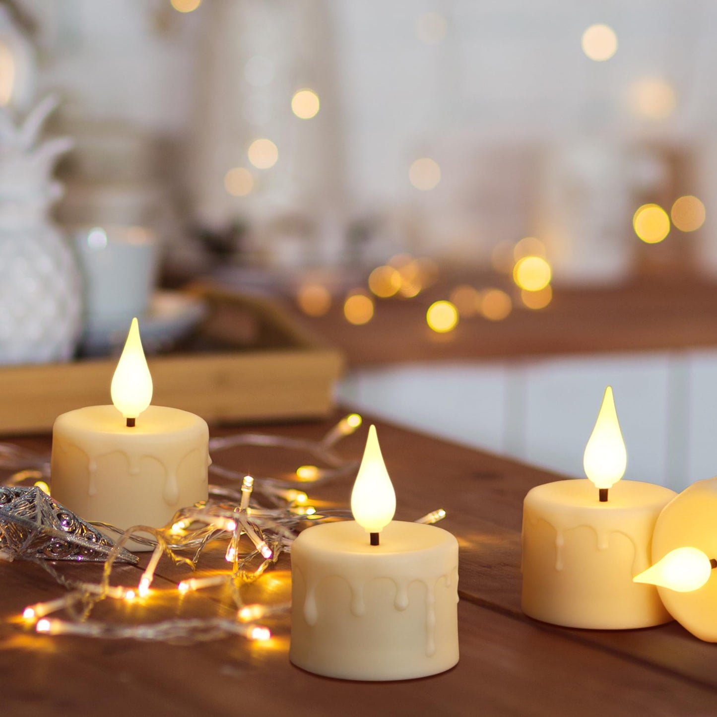 yunsheng 12PCS Rechargeable LED Tea Lights Candles with Remote, 3D Wick Flickering Flameless Votive Candles with 4/6H Timer, Warm White Electric Fake Candles with 2USB Charging Cable, Home Decor