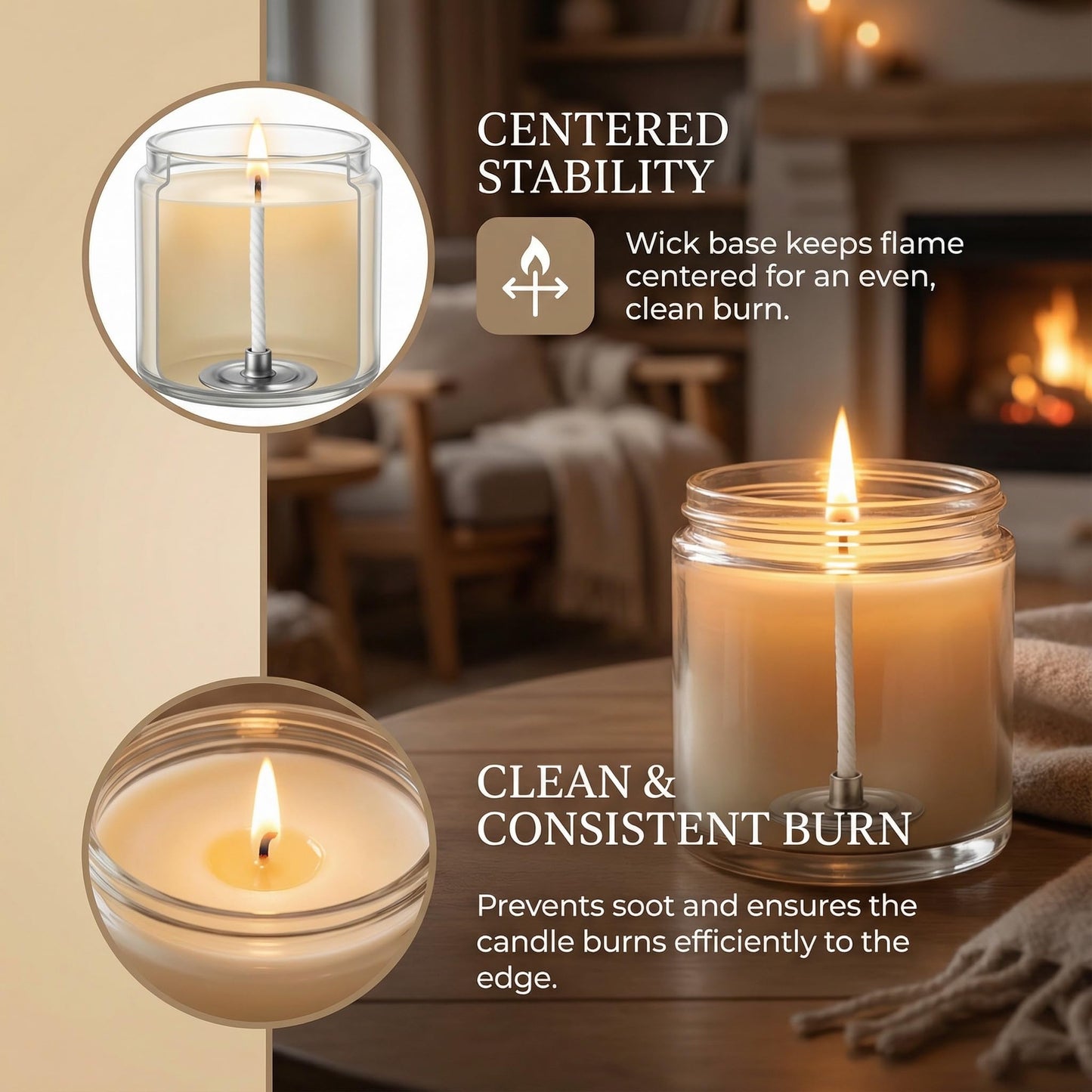 YOIASUGH 200pcs Cotton Candle Wicks,Low Smoke 6" Pre-Waxed & 100% Natural Core,DIY Pre-Waxed Cotton Wick with Base